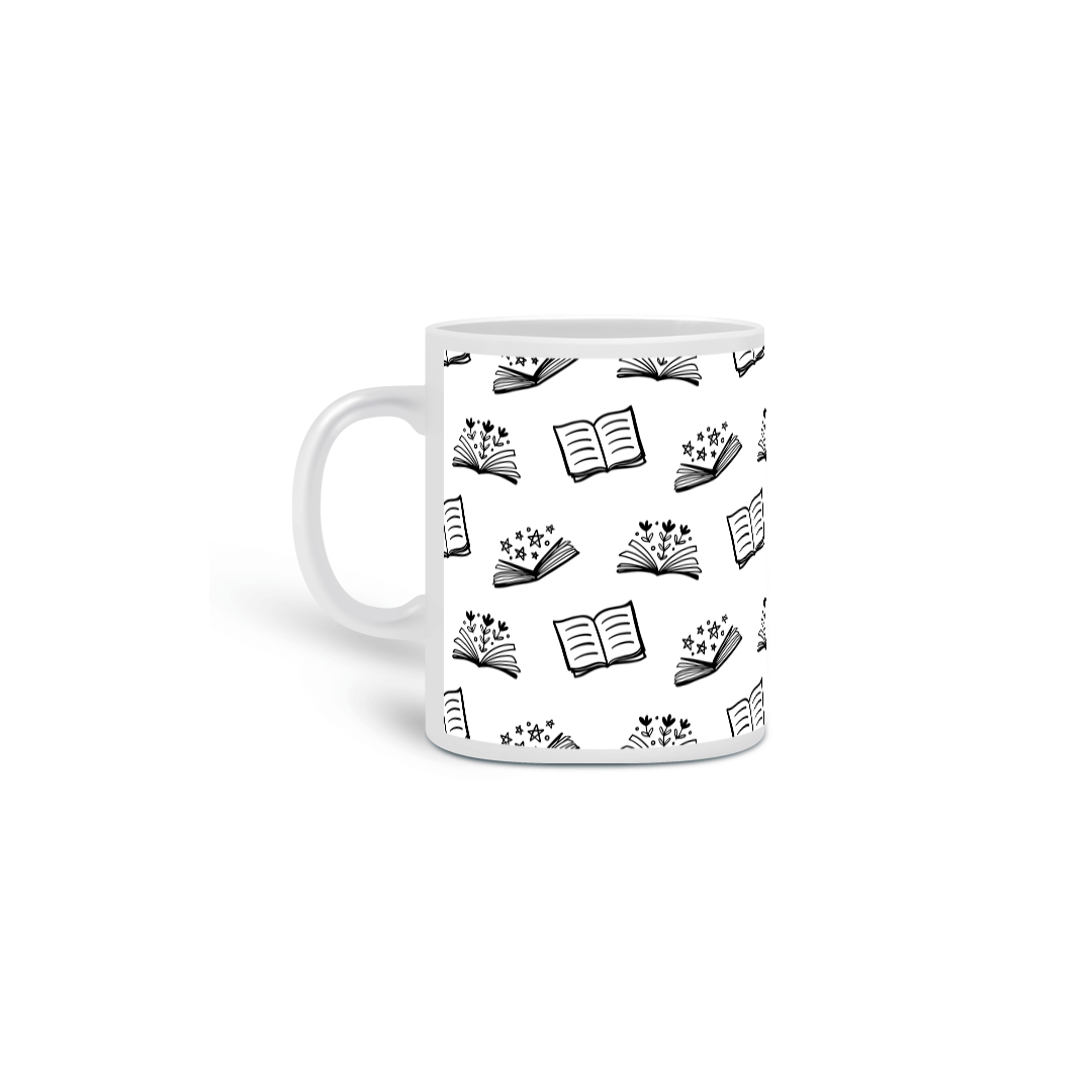 Nome do produto: Caneca cheia de livros.