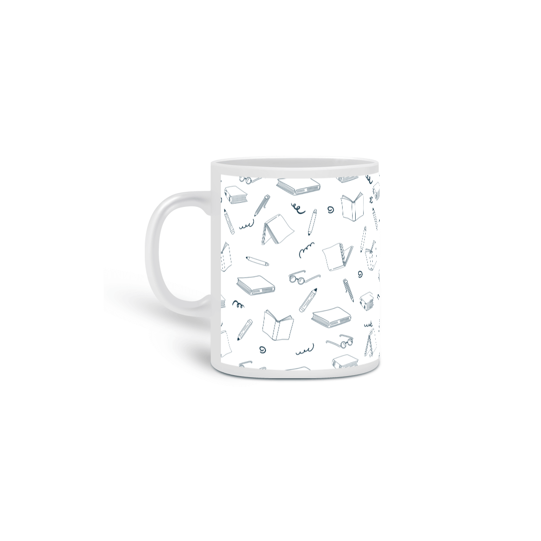 Nome do produto: Caneca de livros.