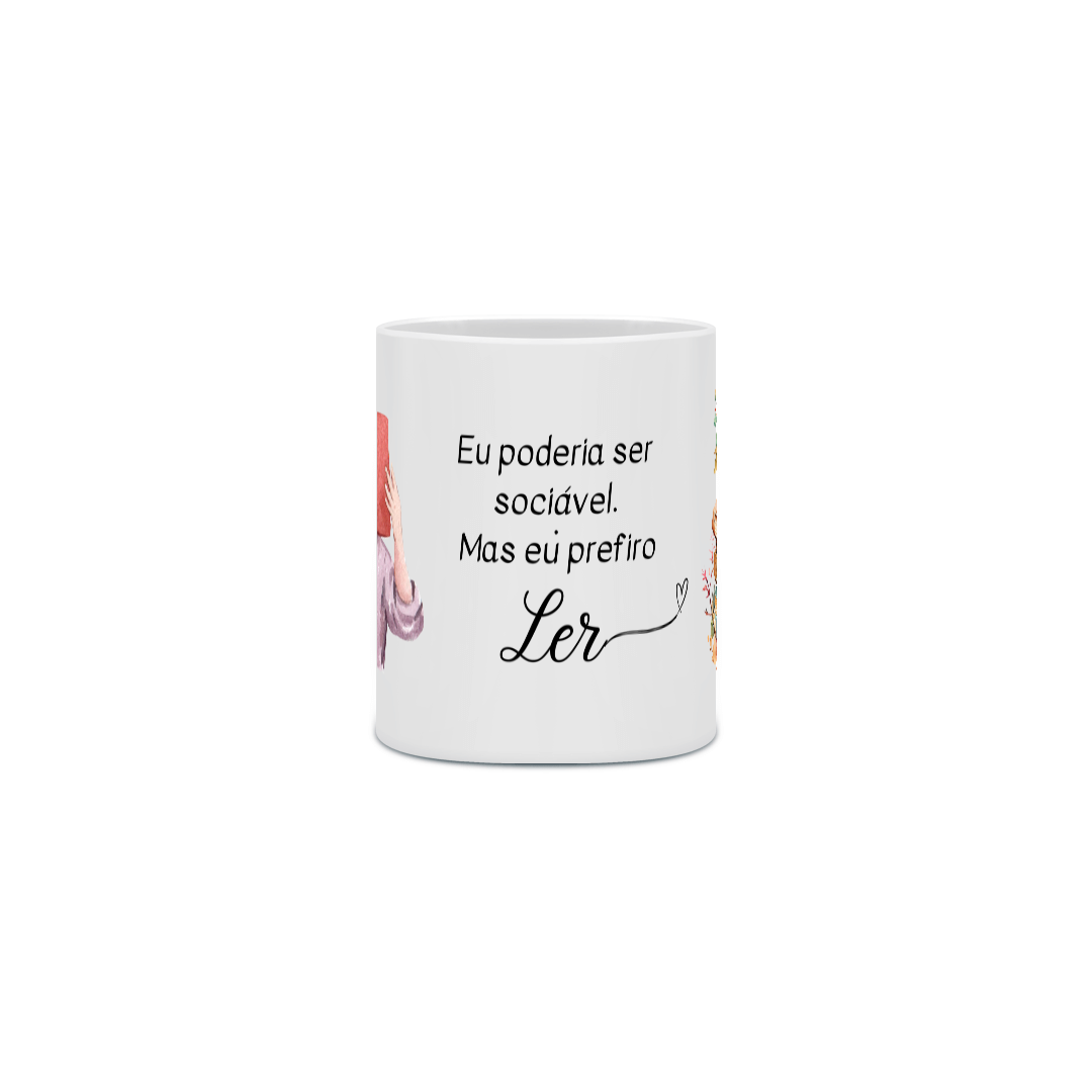 Nome do produto: Caneca Eu poderia ser sociável, mas eu prefiro ler.