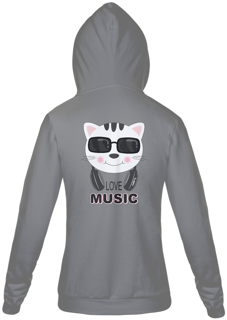 Moletom com Zíper e Capuz - Gato Love Music