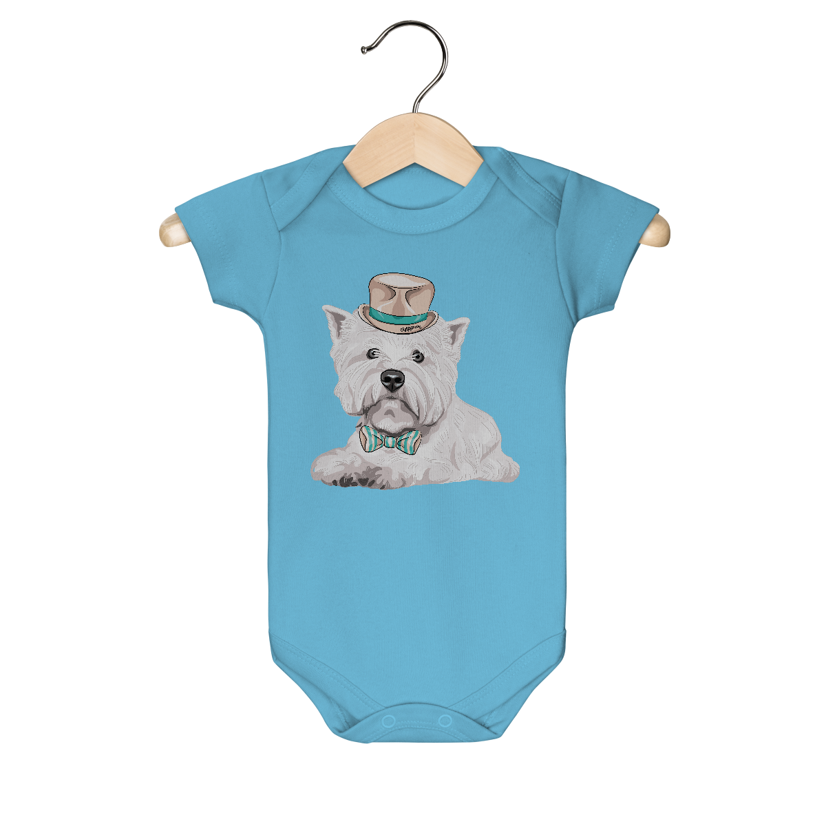 Body Bebê West Terrier de Gravata e Chapéu
