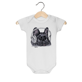 Body Bebê Bulldog Francês Ouvindo Música