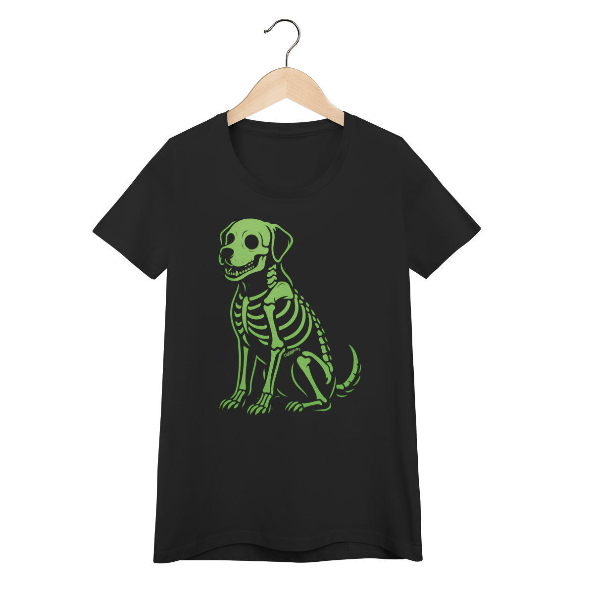 Baby Look Cachorro Esqueleto Neon