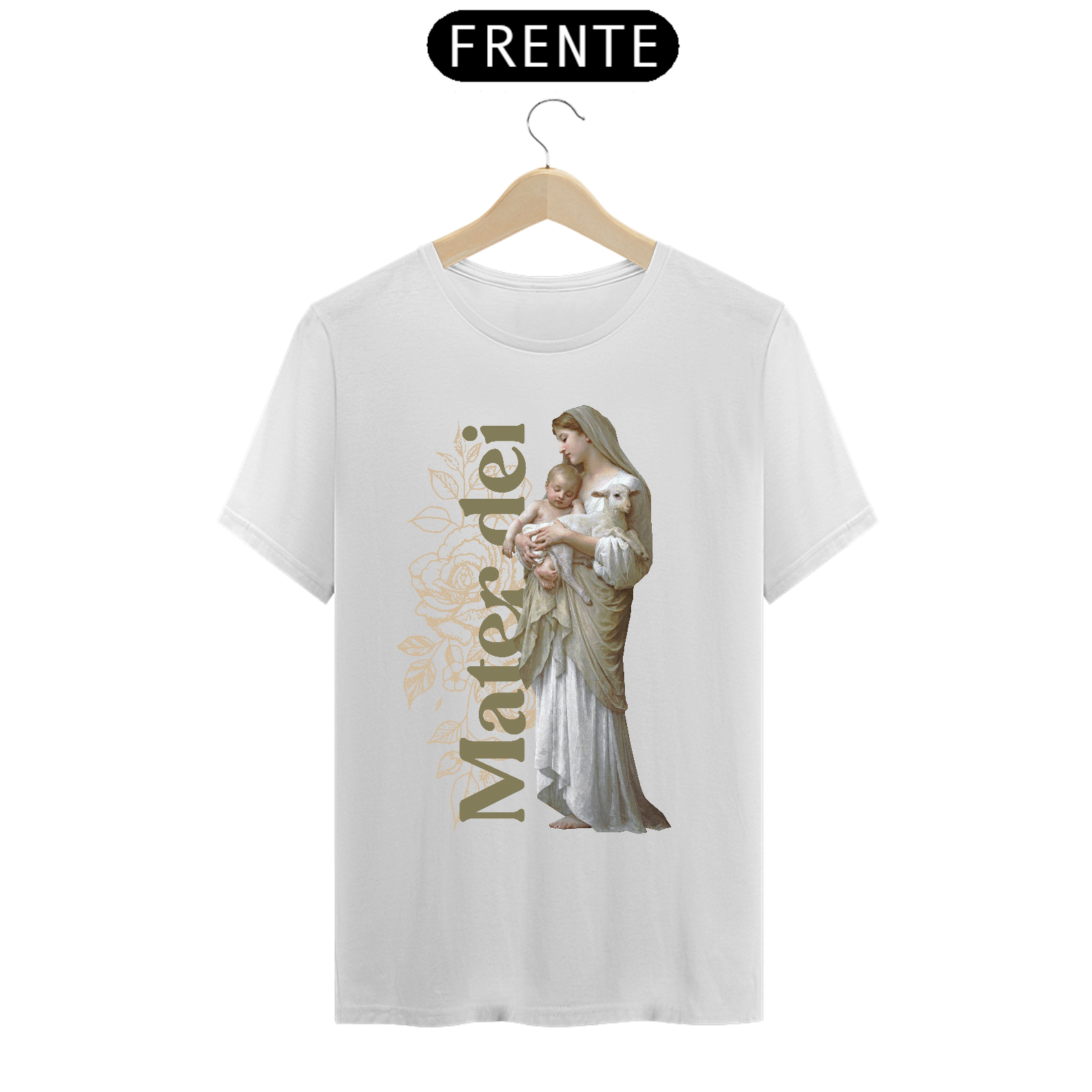 Nome do produto: Camiseta Premium Mater Dei Mãe de Deus Branca