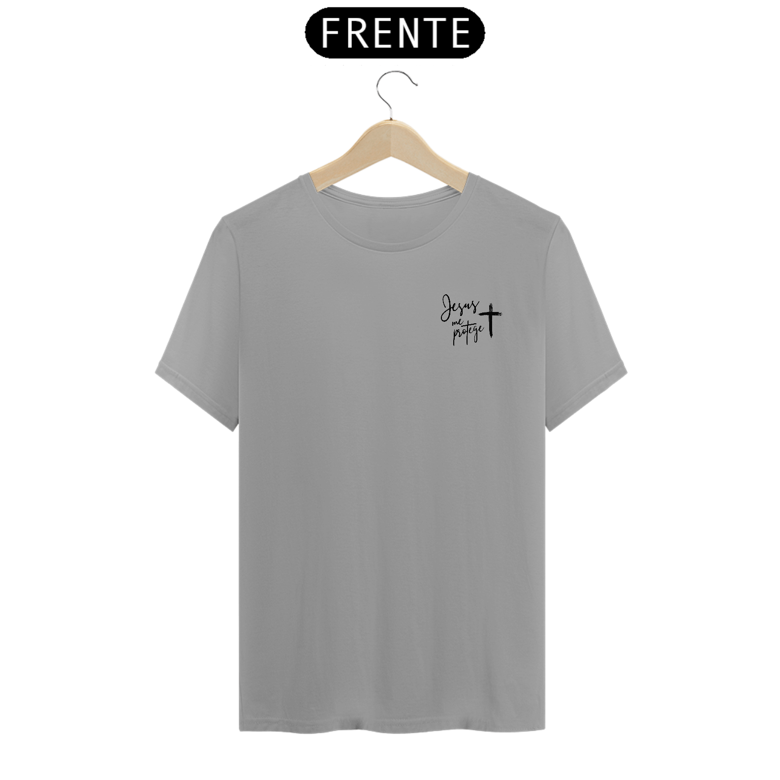 Nome do produto: Camiseta Clássica Jesus Me Protege Preto