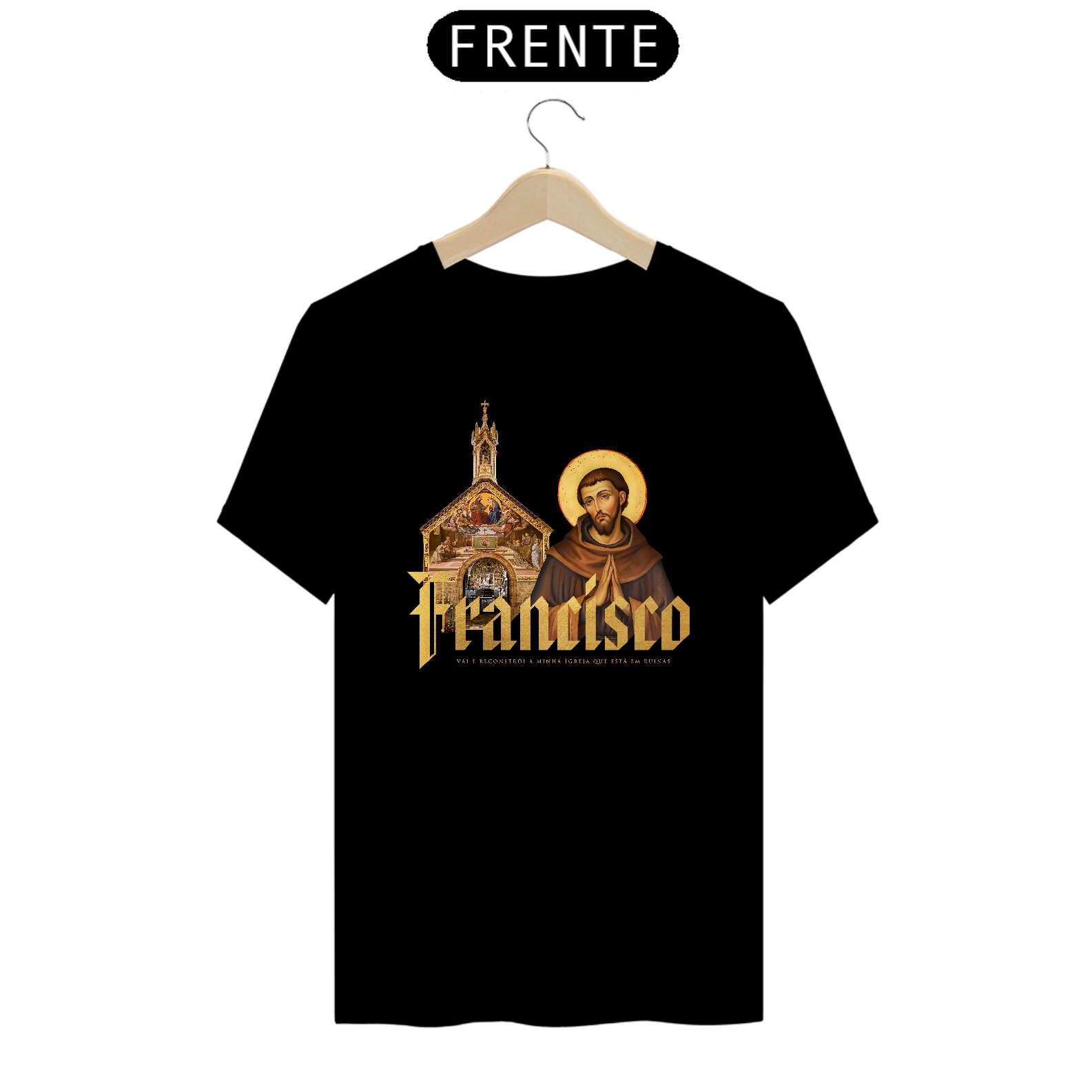 Nome do produto: Camiseta Premium São Francisco de Assis Porciúncula