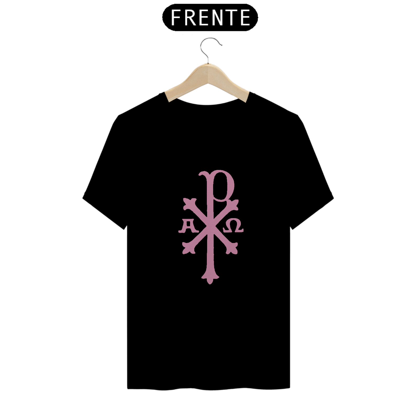 Nome do produto: Camiseta Clássica Cristograma PX Chi Rho Rosa