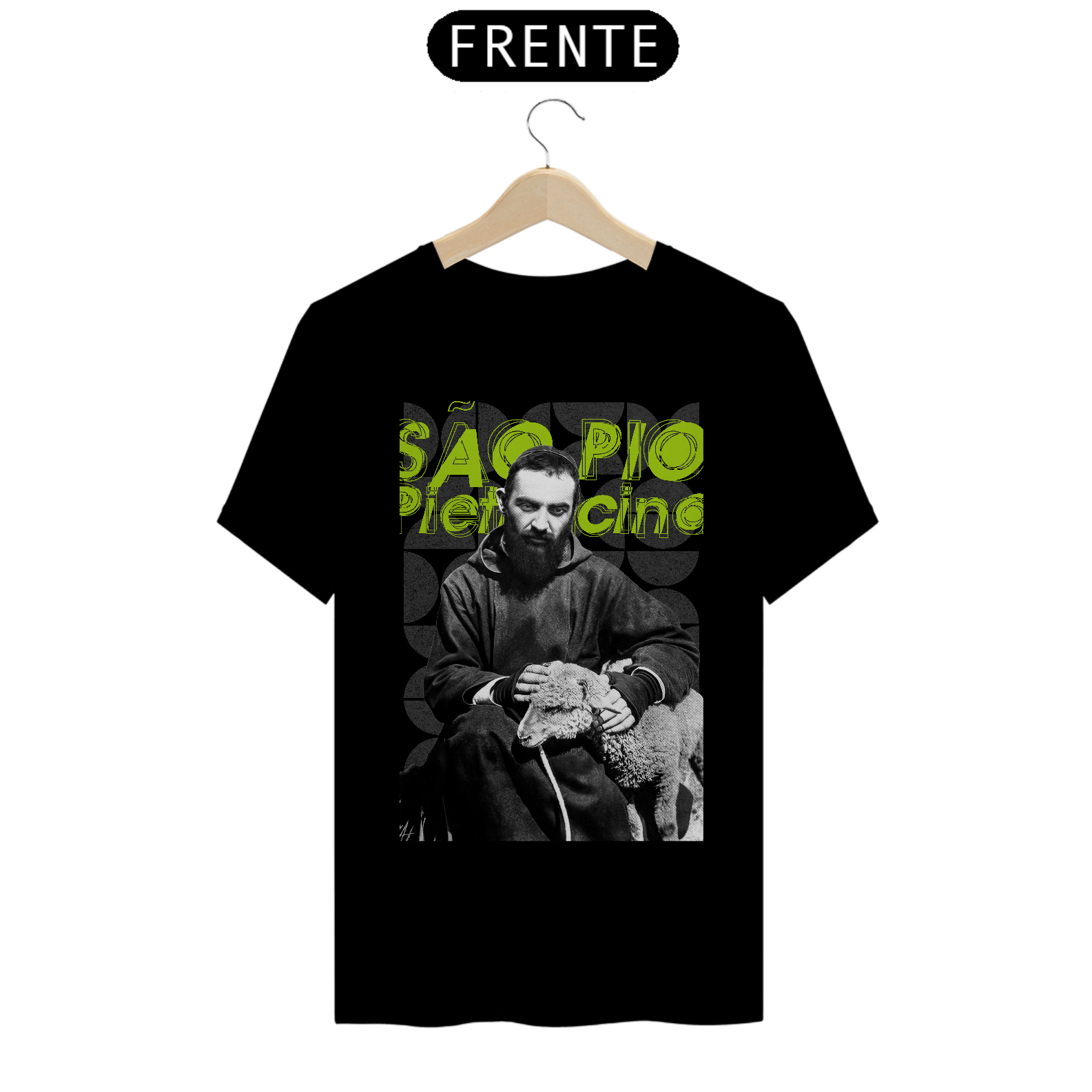 Nome do produto: Camiseta Clássica Padre Pio de Pietrelcina e a Ovelha