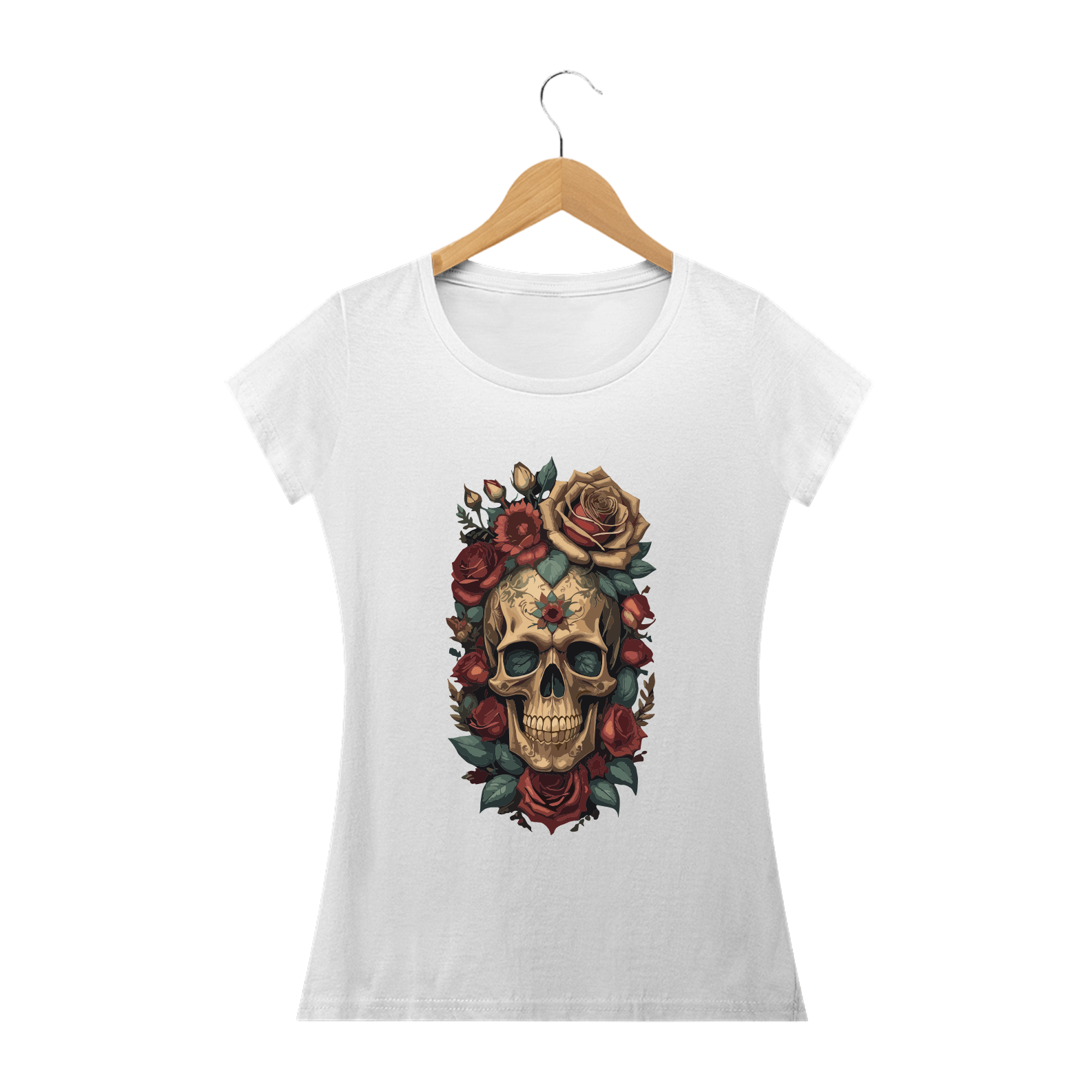 Nome do produto: CAVEIRA RED ROSES - Camiseta Personalizada com Estampa de Caveira