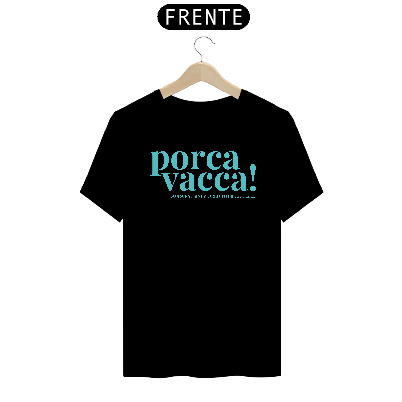 Nome do produto: Camiseta Unissex Porca Vacca! - letra azul