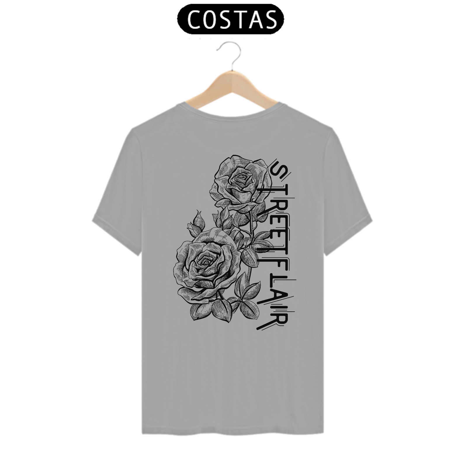 Nome do produto: Camiseta Street Flair Rose (Estampa Preta) - Linha Quality
