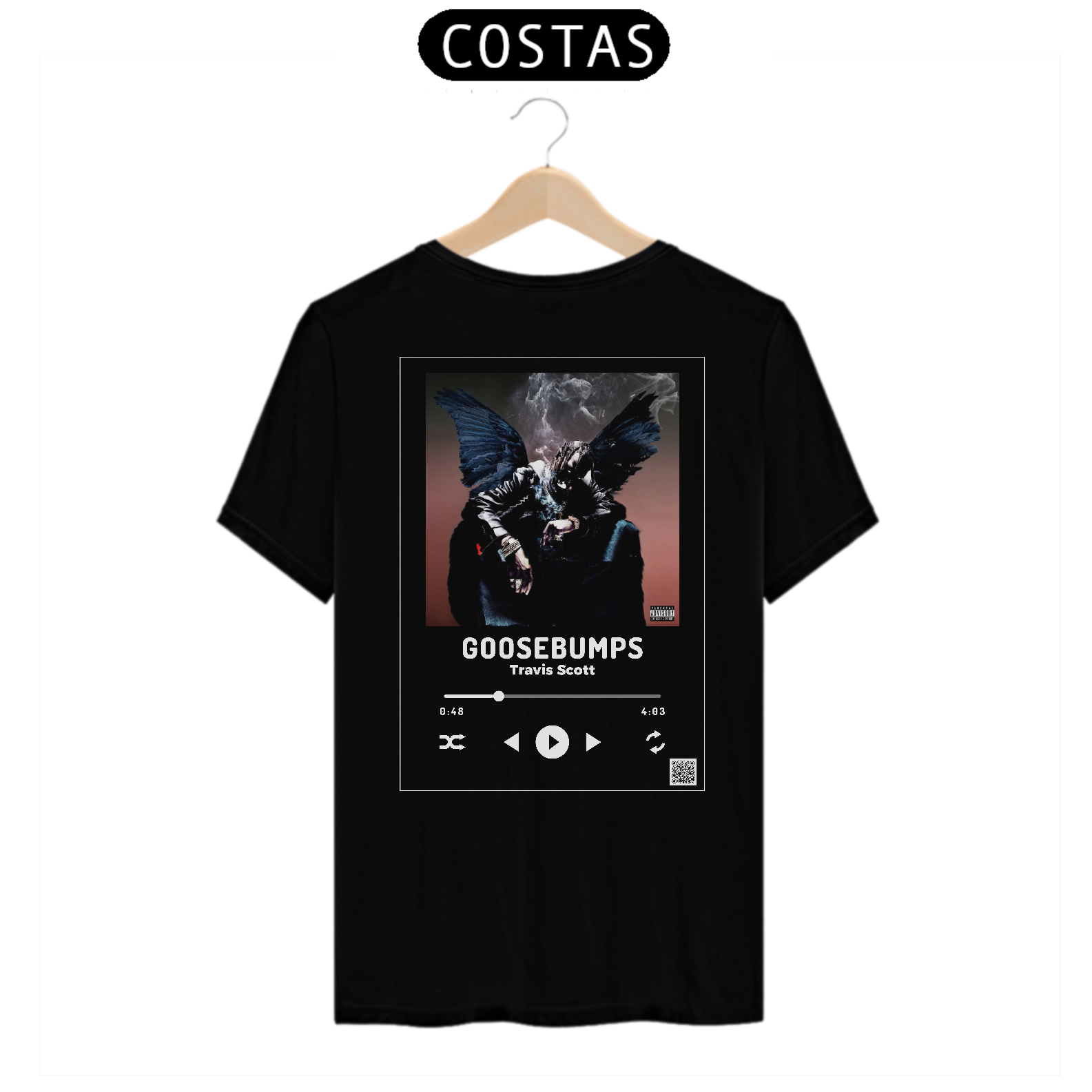 Nome do produto: Camiseta Travis Scott Goosebumps com QR CODE/Estampa Branca - Linha Quality