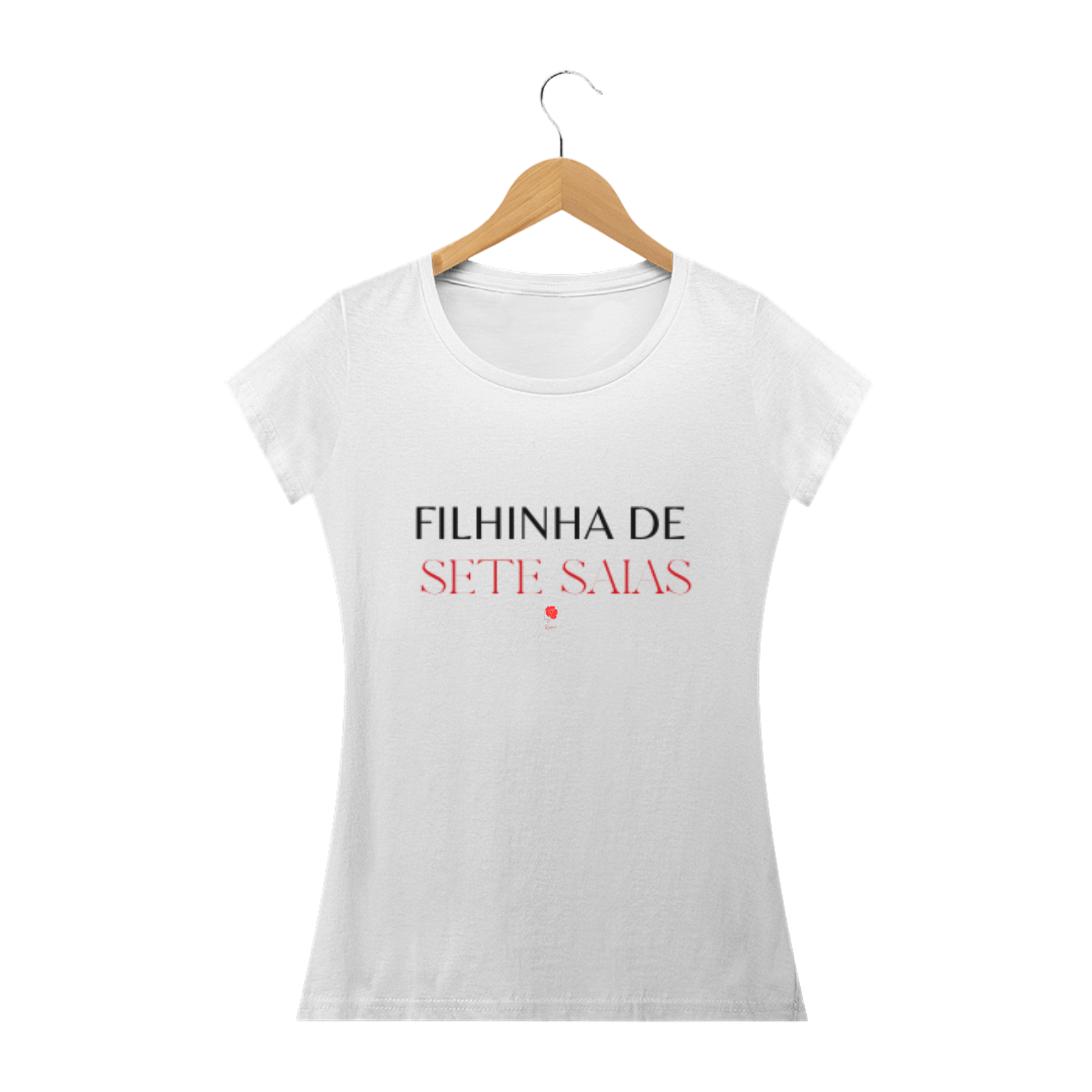 Nome do produto: Camiseta baby look Filhinha de Sete Saias