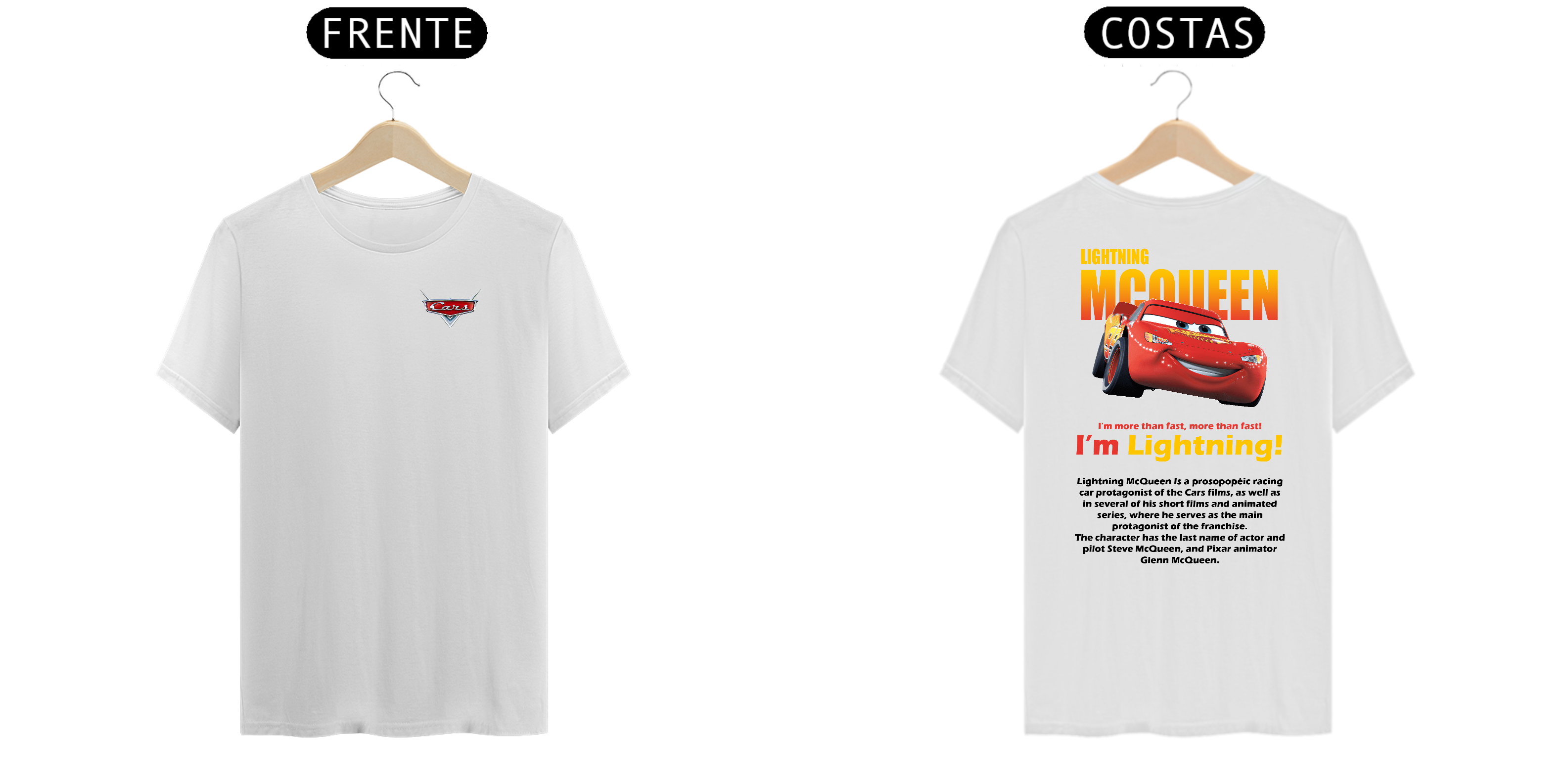 Nome do produto: Camiseta Branca - Relâmpago McQueen