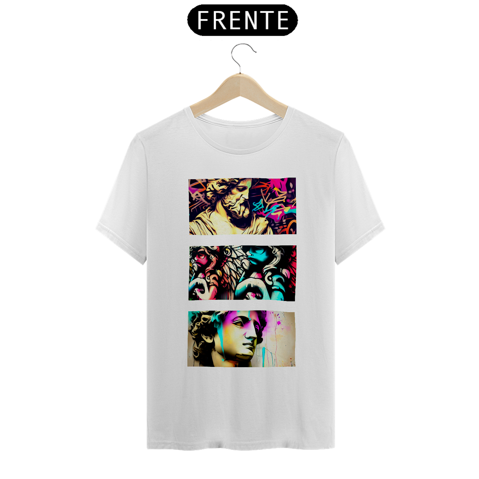 Nome do produto: Camiseta Masculina - Estátuas Gregas Grafitadas