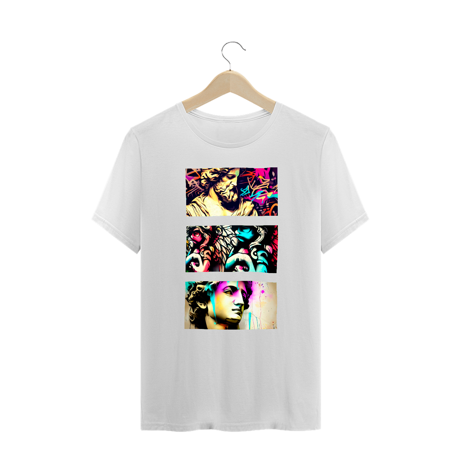 Nome do produto: Camiseta Plus Size - Estátuas Gregas Grafitadas