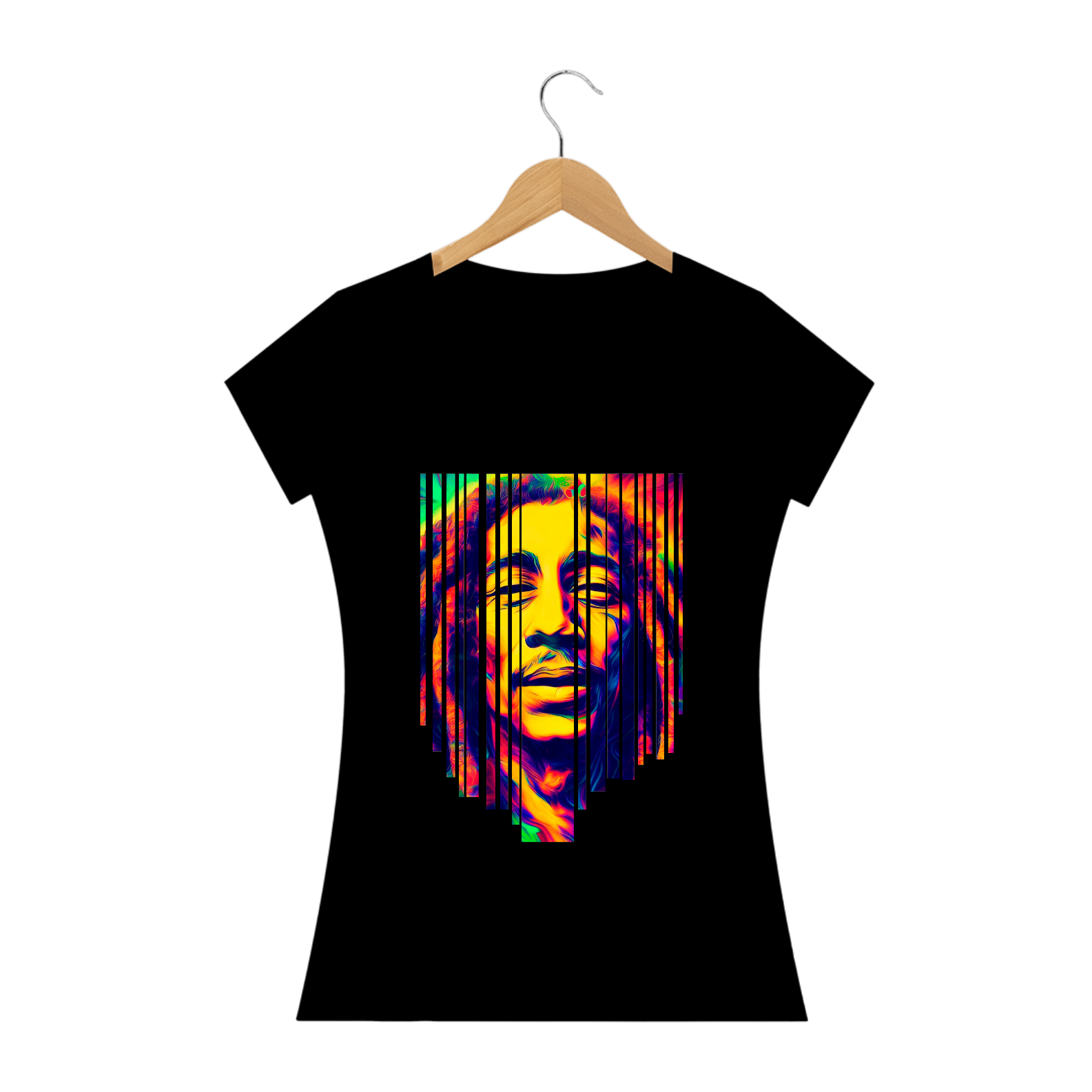 Nome do produto: Camiseta Feminina - Bob Marley Psicodélico