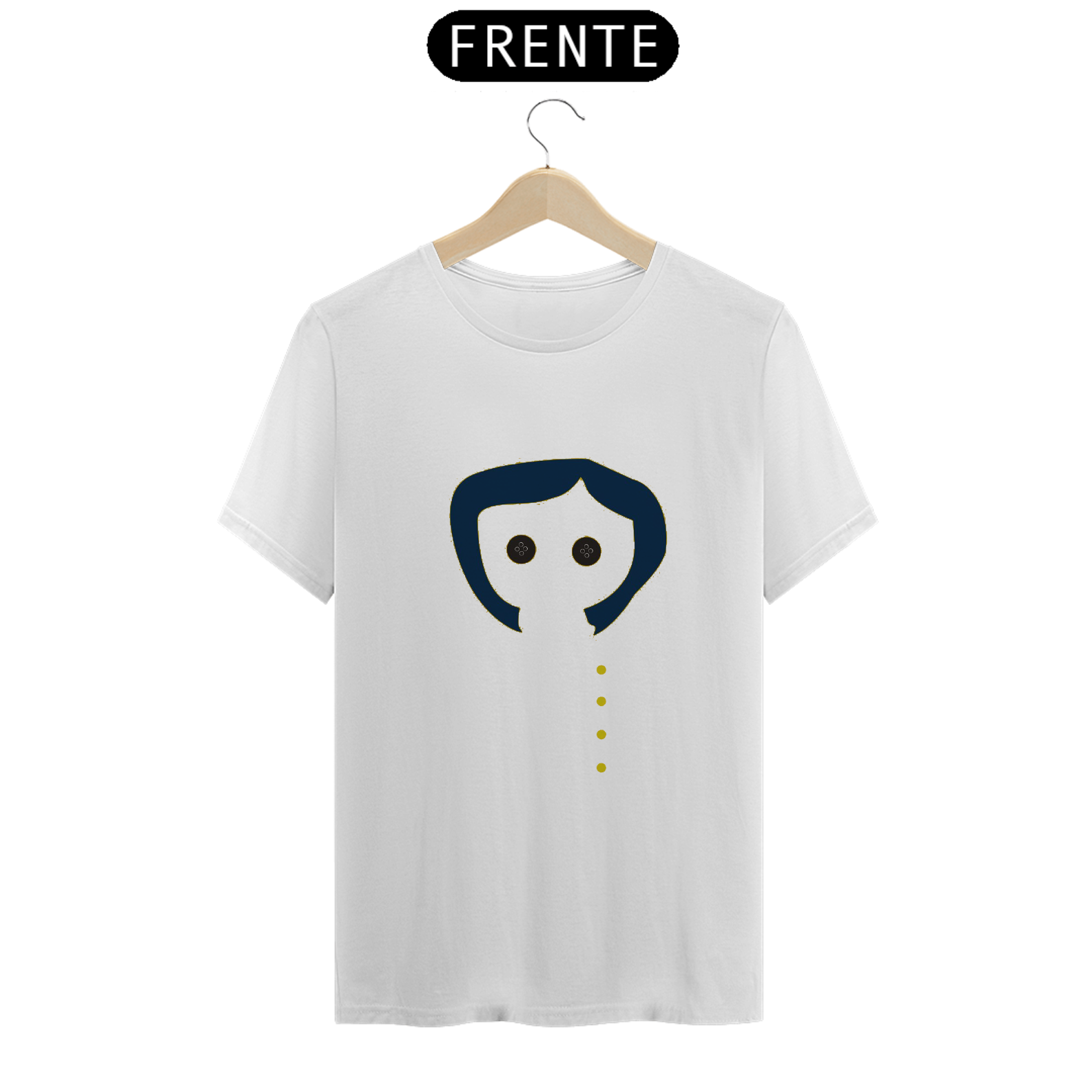 Nome do produto: Camiseta Coraline Olhos de Botão