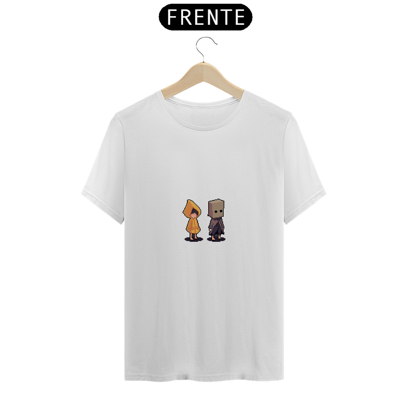Nome do produto: Camiseta Little Nightmares - Mono e Six Pixelados