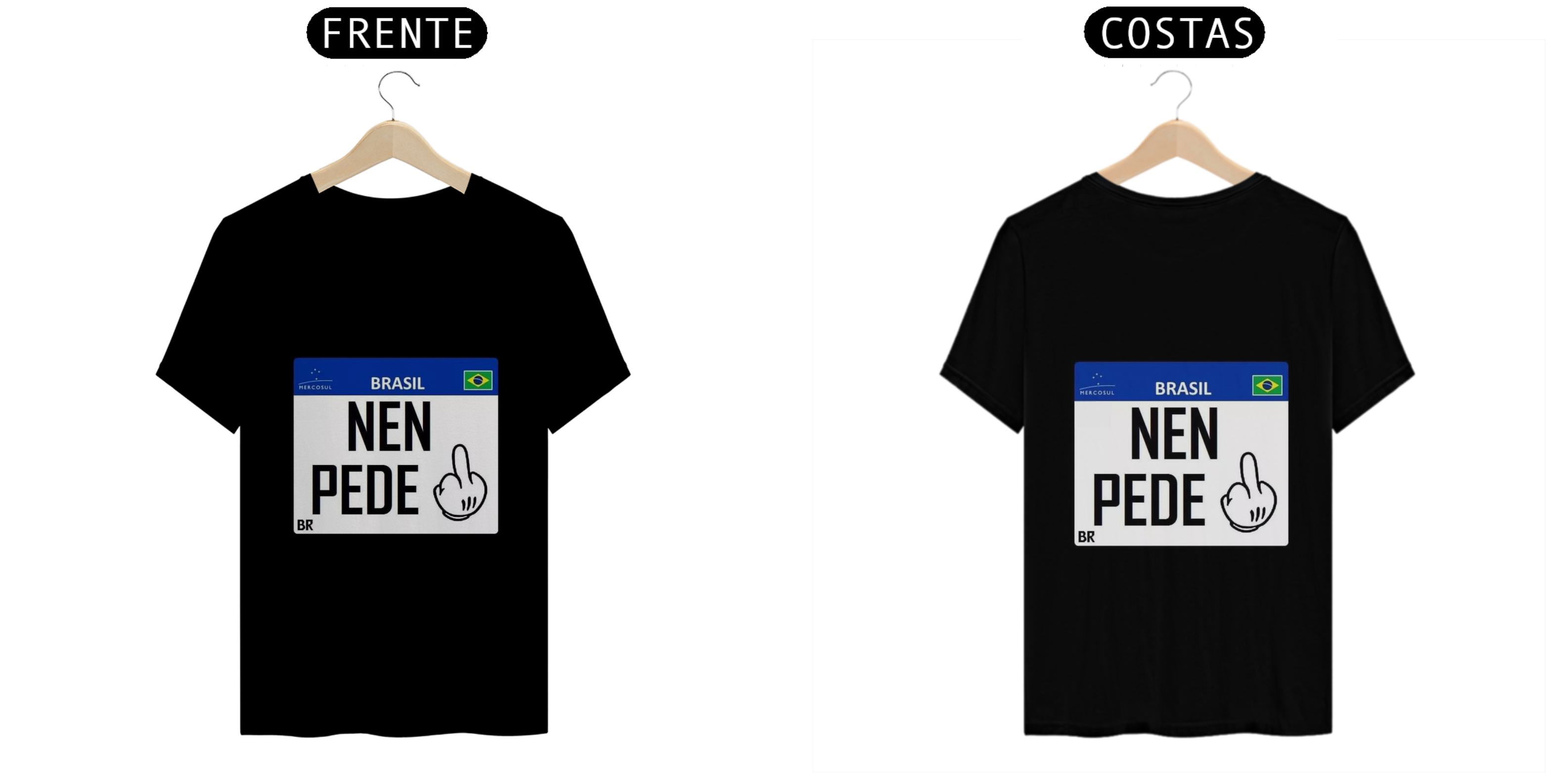 Nome do produto: CAMISETA - PLACA - NEM PEDE