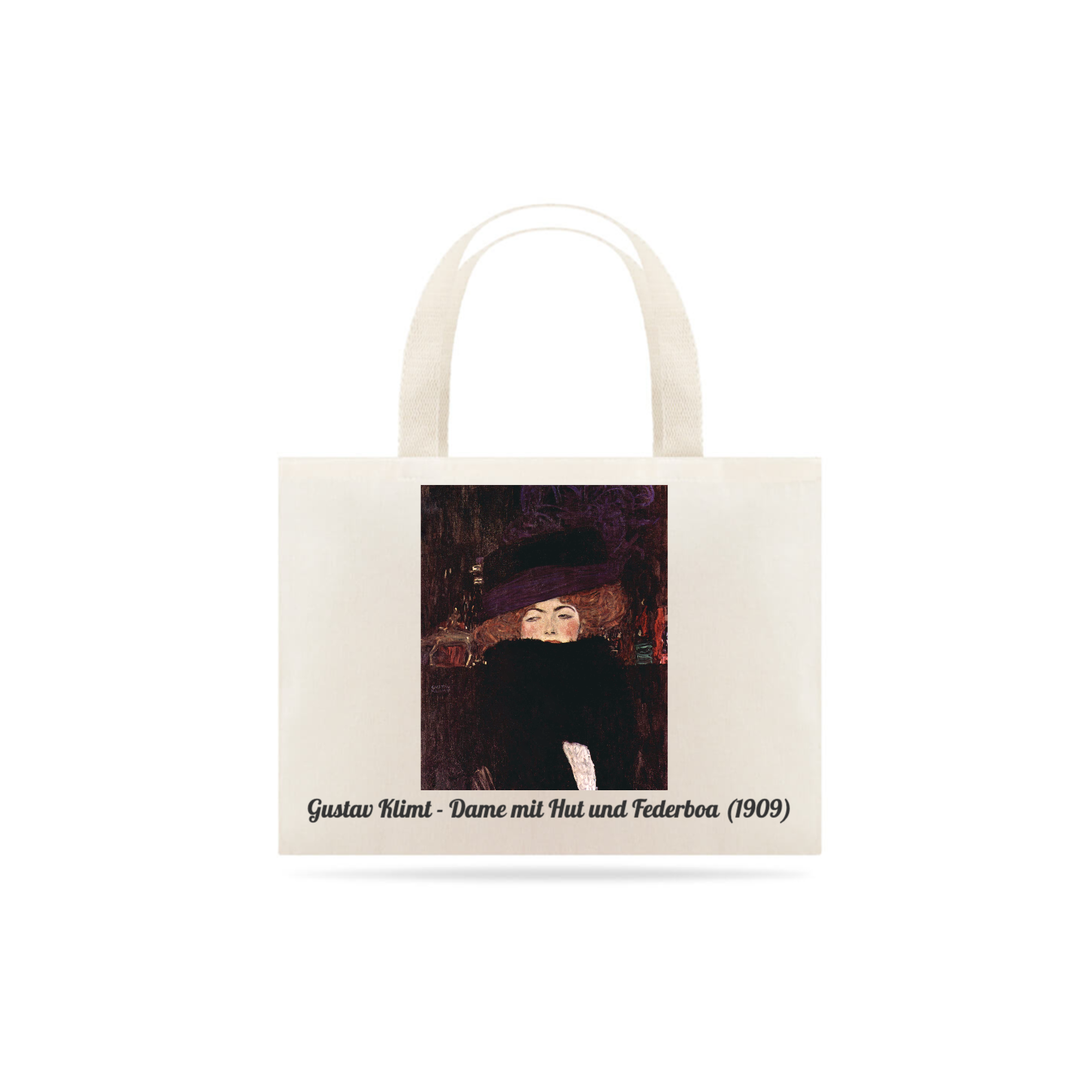 Nome do produto: Ecobag Gustav Klimt - Senhora com Chapéu e Boá