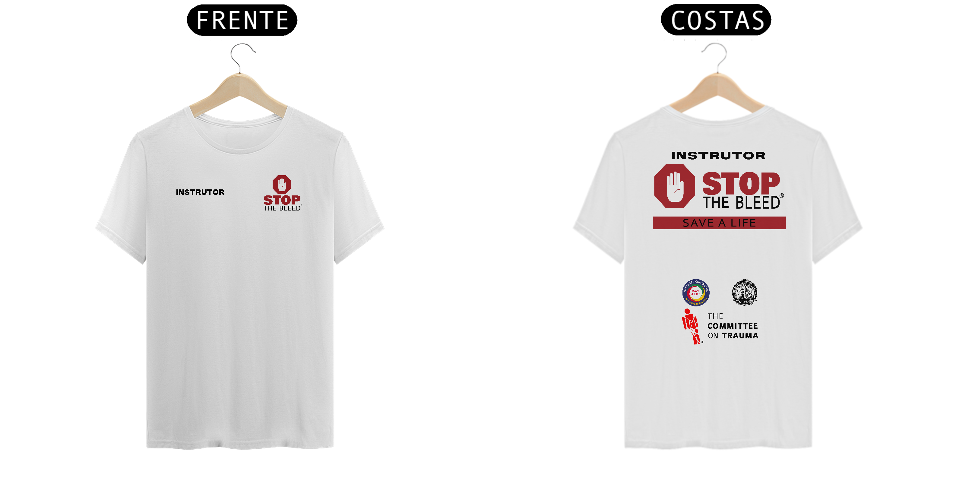 Instrutor Stop The Bleed branca e Cinza 100% Algodão Premium