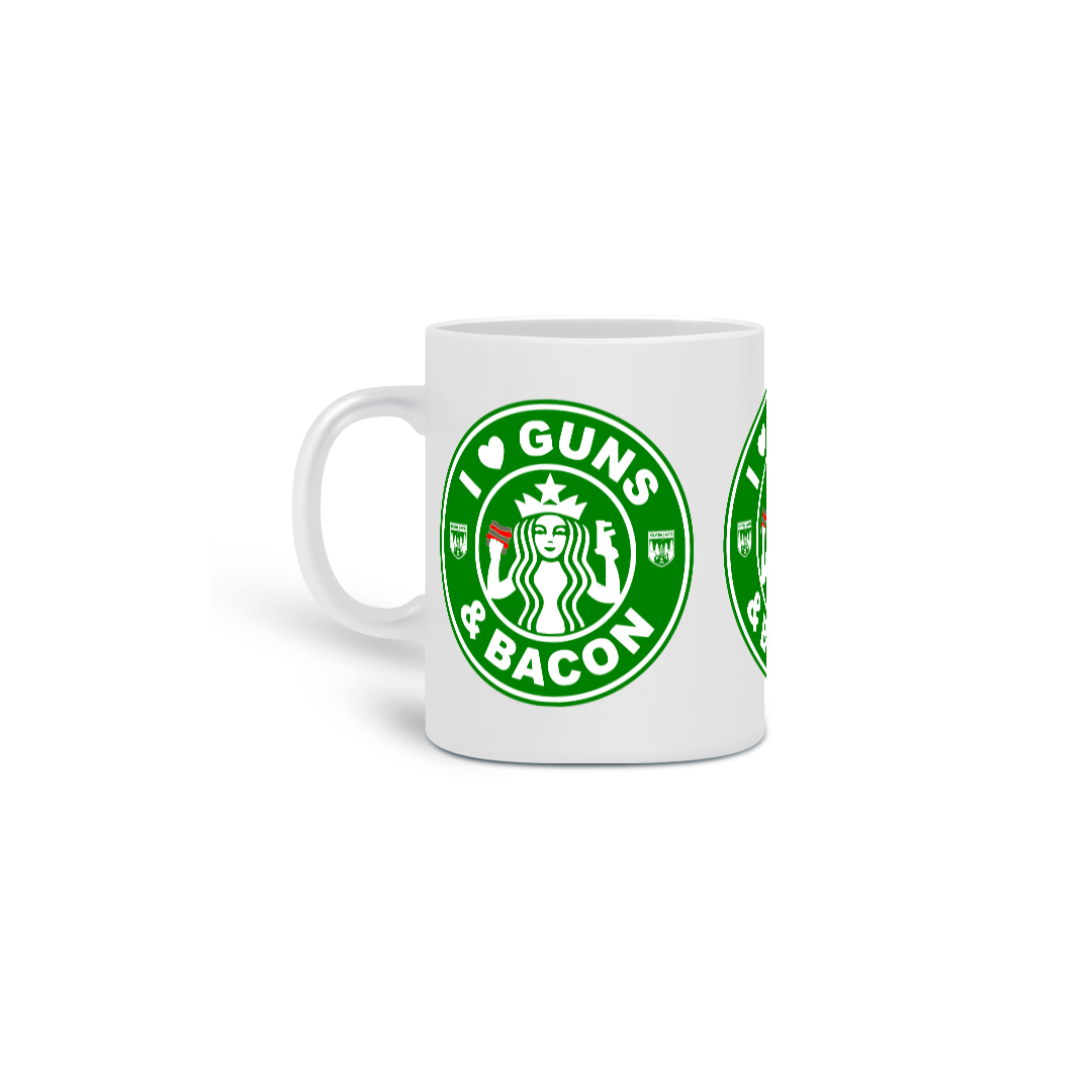 Caneca I Love Guns N' Bacon Pólvora e Mato