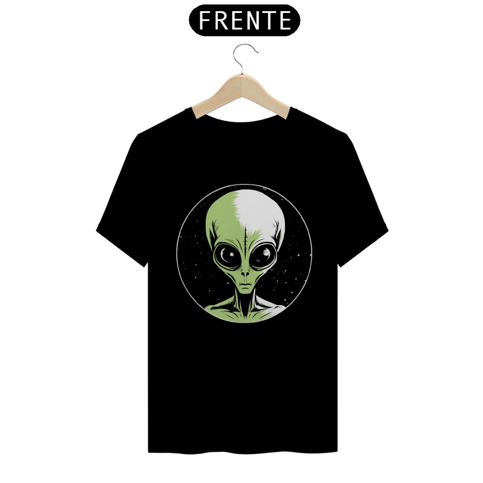Nome do produto: Camiseta Preta - Alien Verde