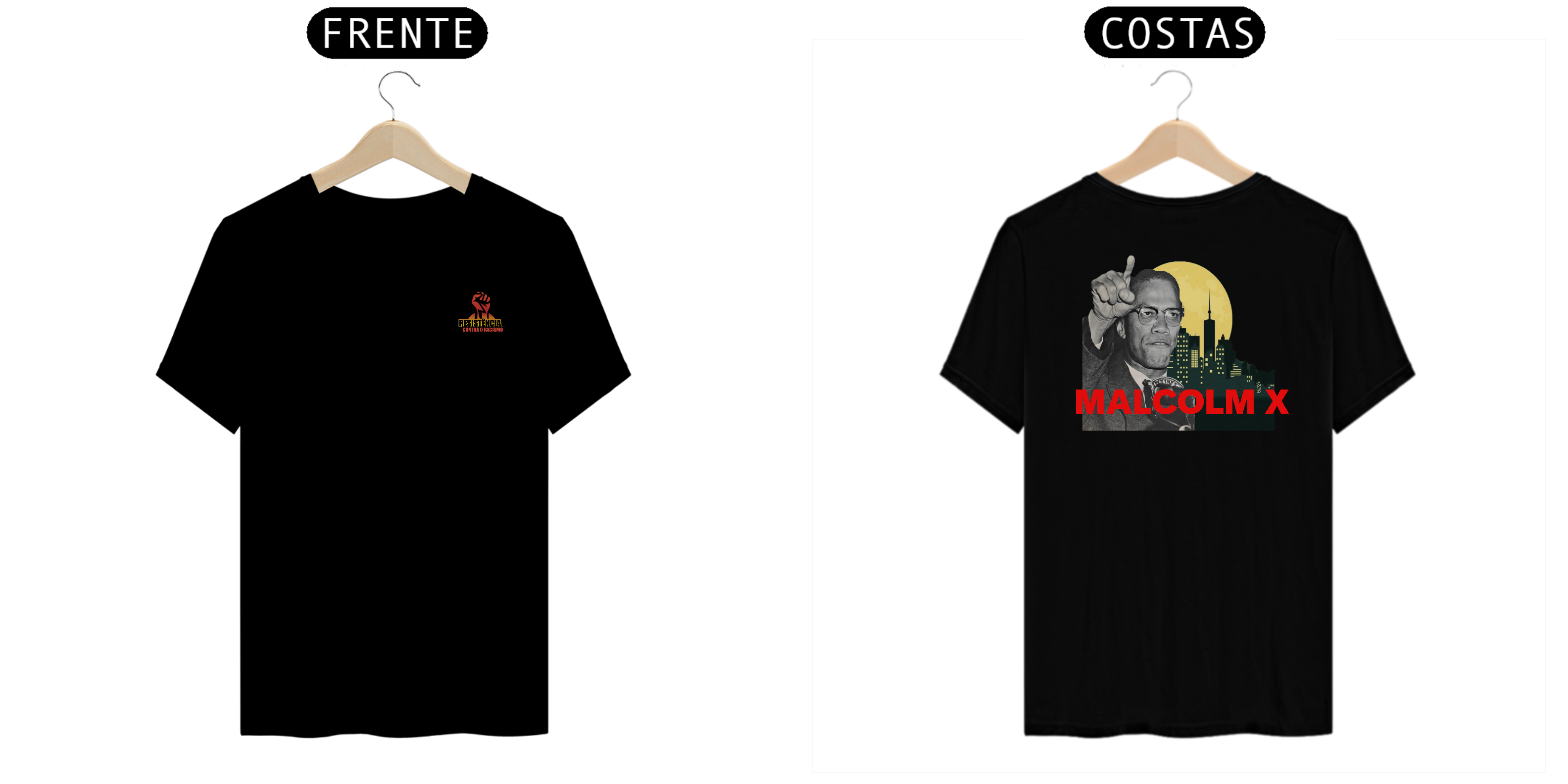 camisa estampa nas costas Malcolm x