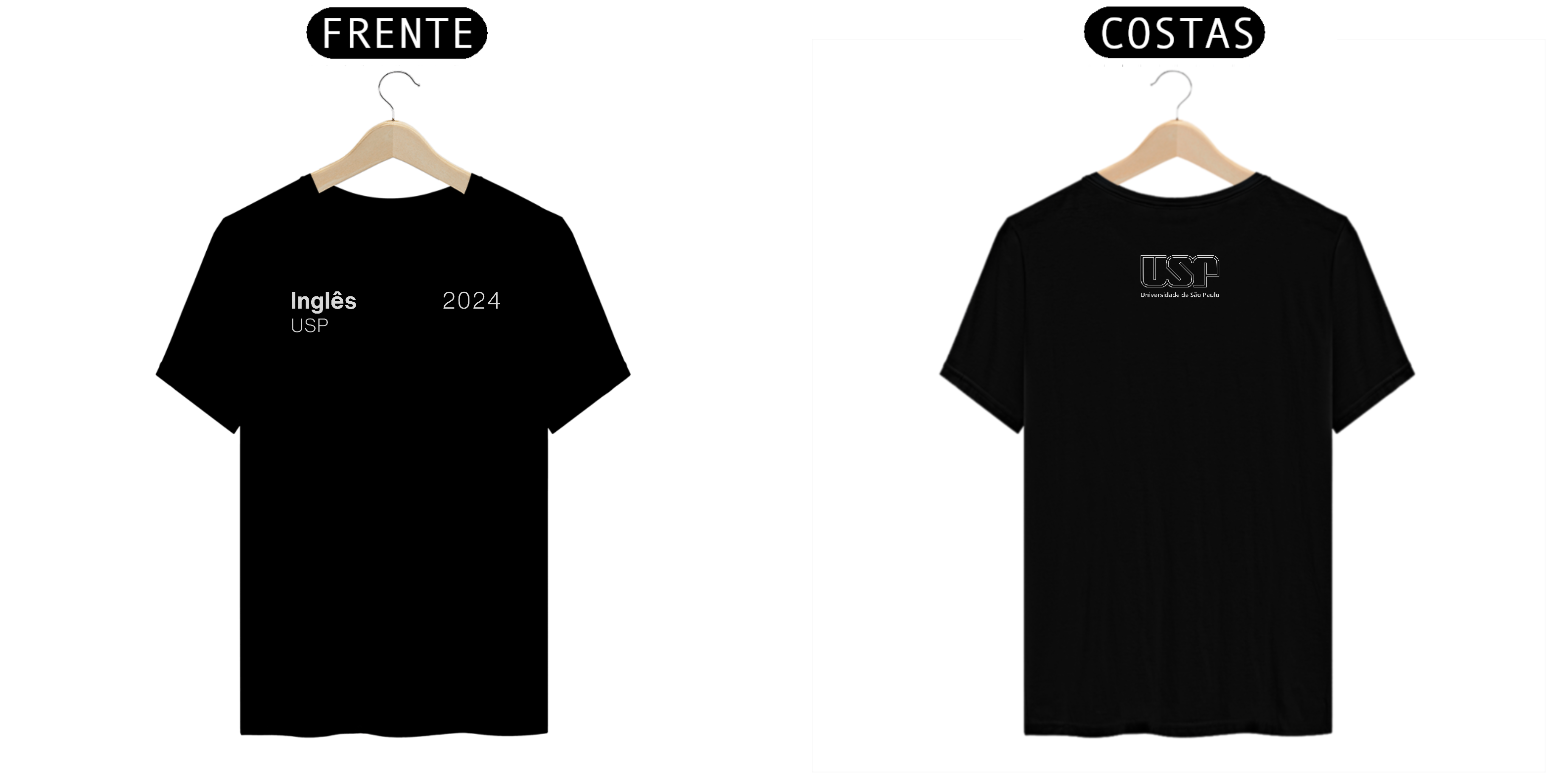 Nome do produto: Camiseta Letras USP 2024 Inglês Com Logo nas Costas Várias Cores