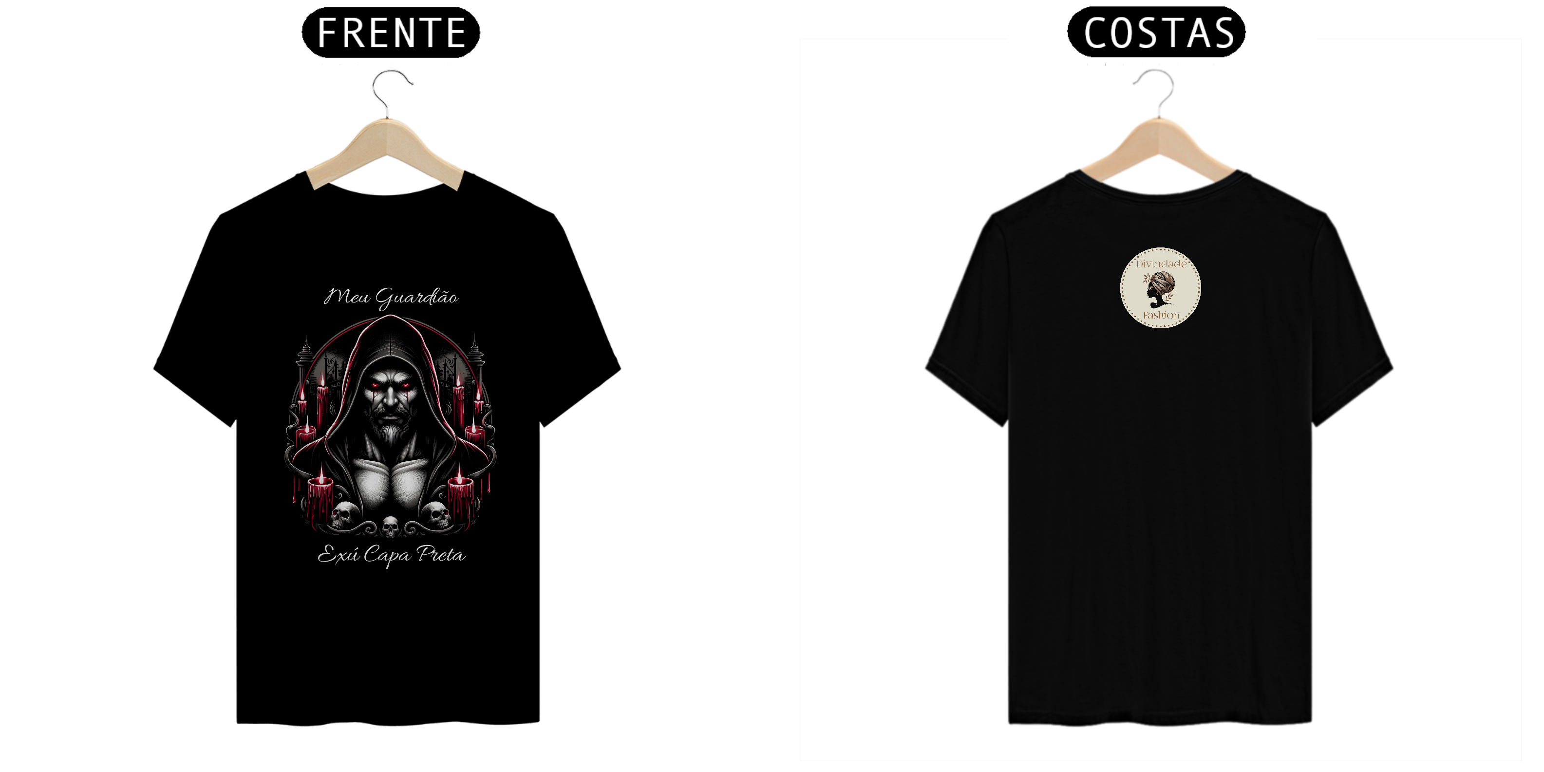 Nome do produto: Camiseta Unissex Exú Capa Preta