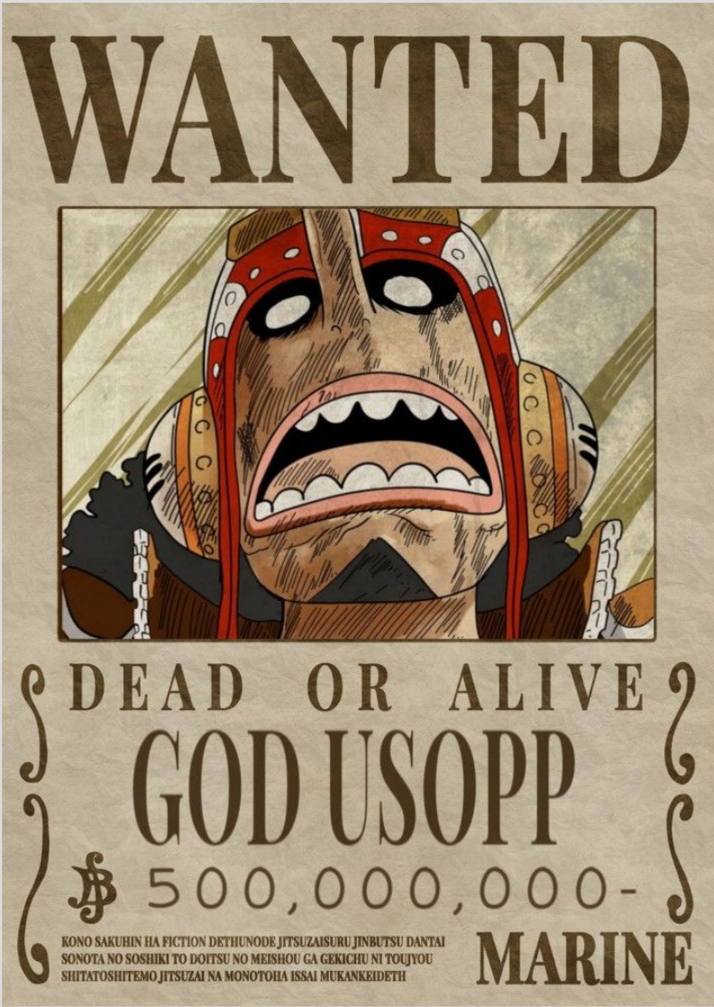 Nome do produto: Pôster de Procurado - Usopp: O Atirador Destemido dos Chapéus de Palha!