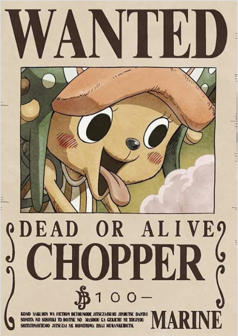 Nome do produto: Pôster de Procurado - Tony Tony Chopper: O Médico Peludo dos Chapéus de Palha!