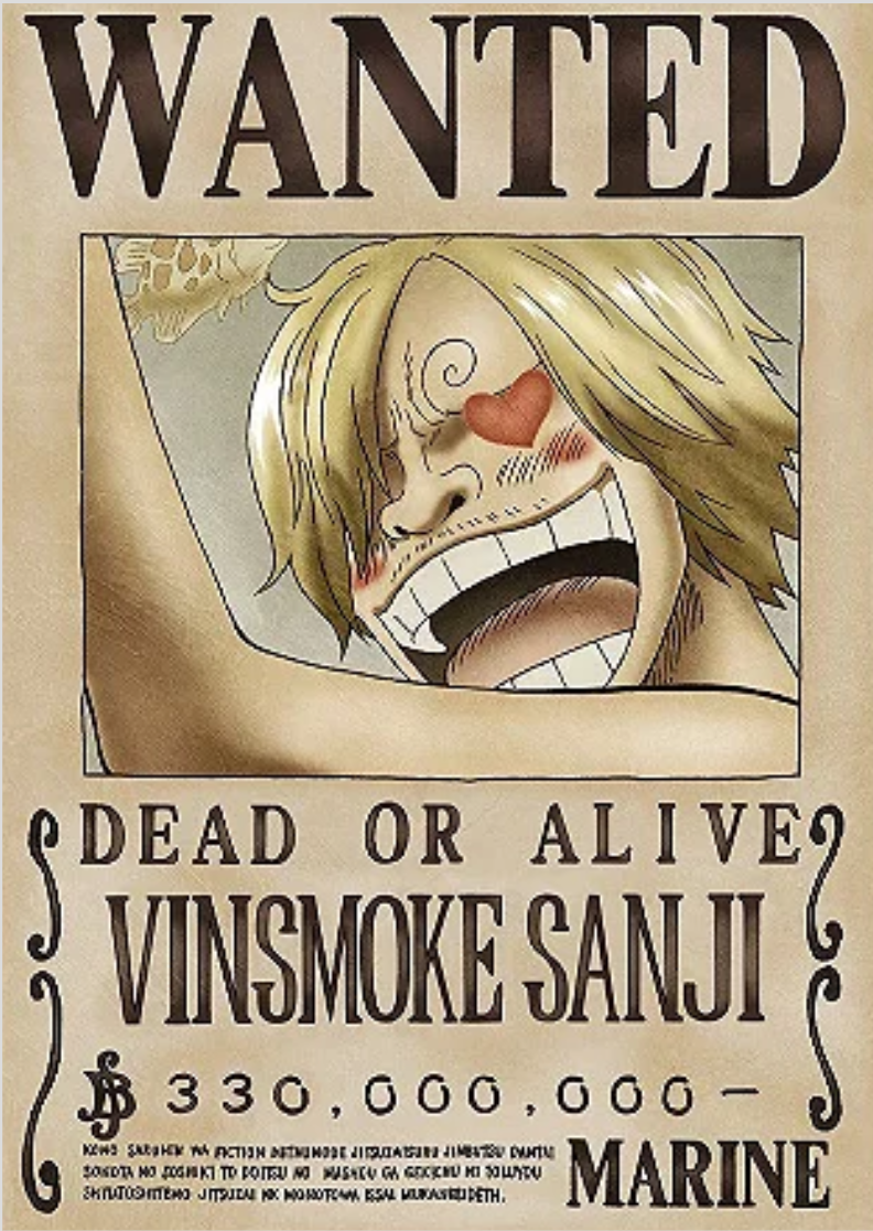 Nome do produto: Pôster de Procurado - Sanji: O Chef de Perna Negra!