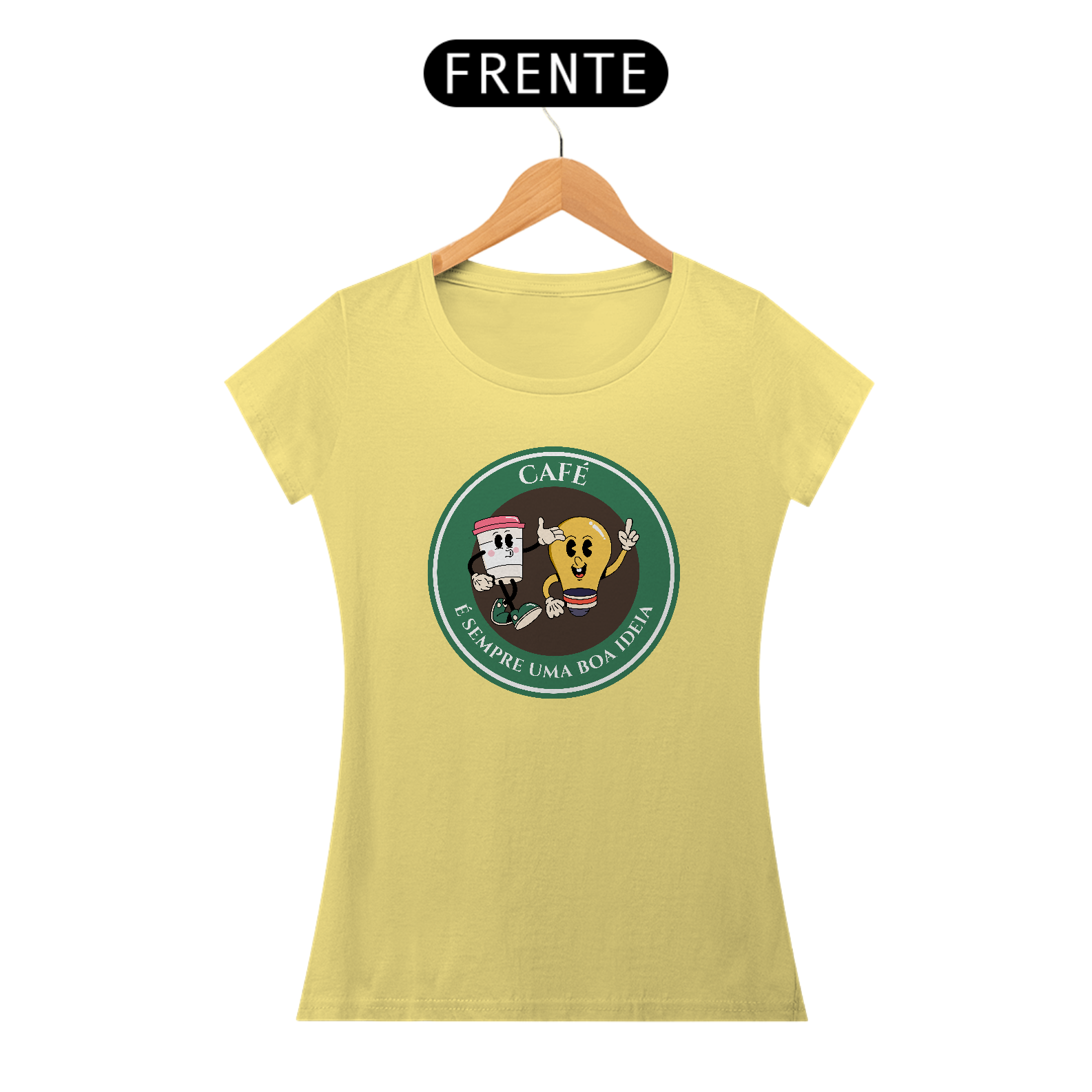 Nome do produto: CAMISETA ESTONADA FEMININA CAFÉ UMA BOA IDEIA