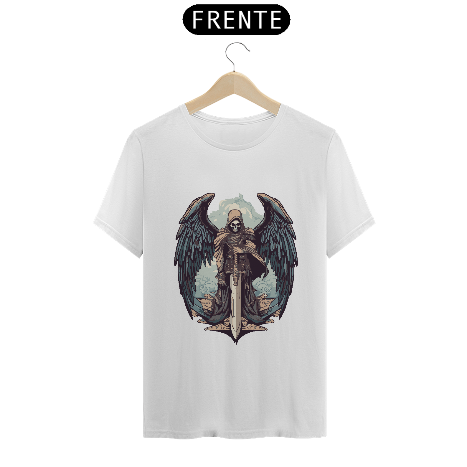 Nome do produto: Camisa Grim Reaper com uma Espada T-Shirt Classica
