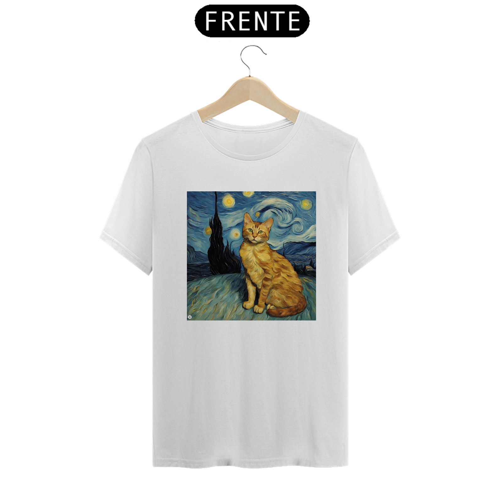 Nome do produto: Camiseta - Noite Estrelada do Gato