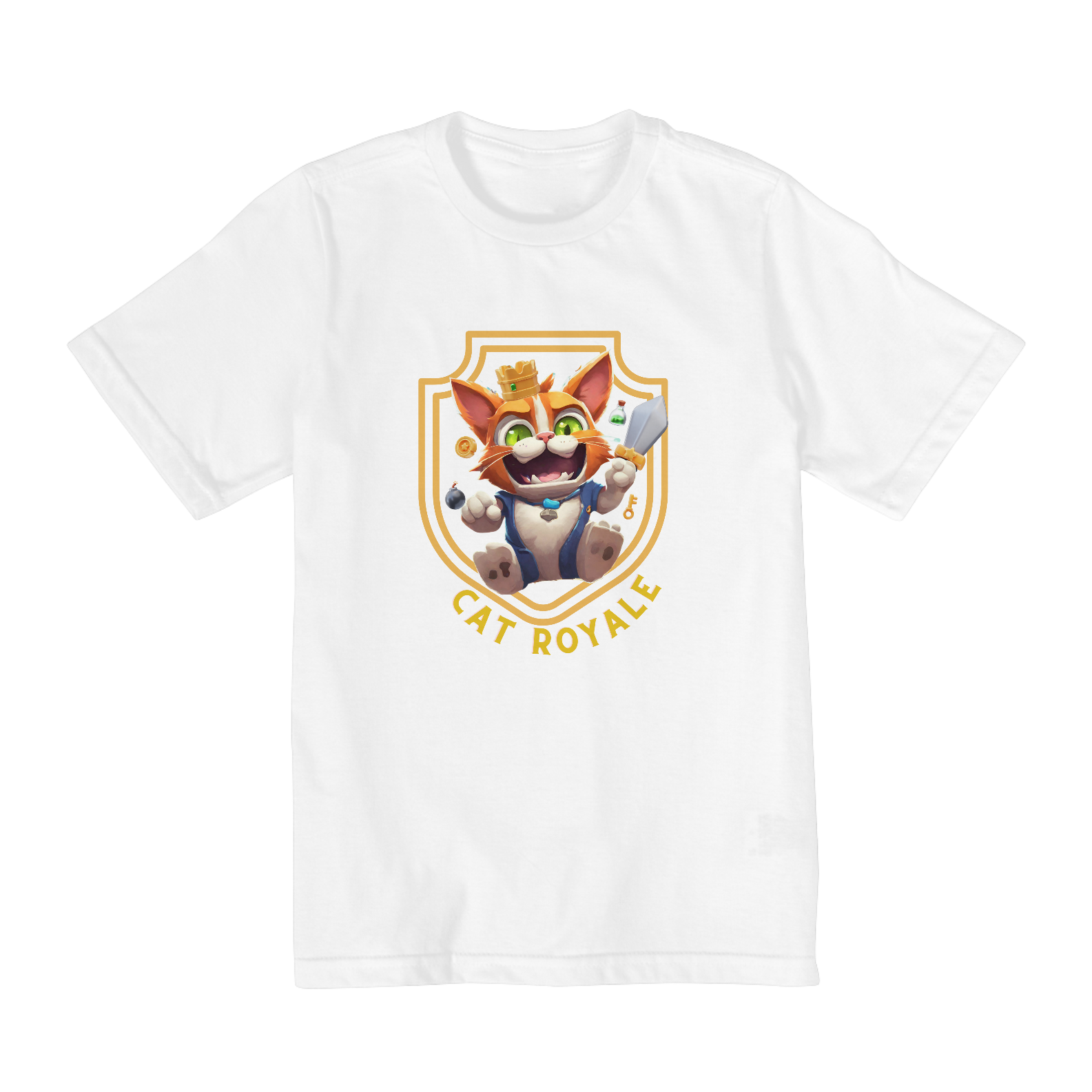 Nome do produto: Camiseta Infantil (10 aos 14) - Cat Royale