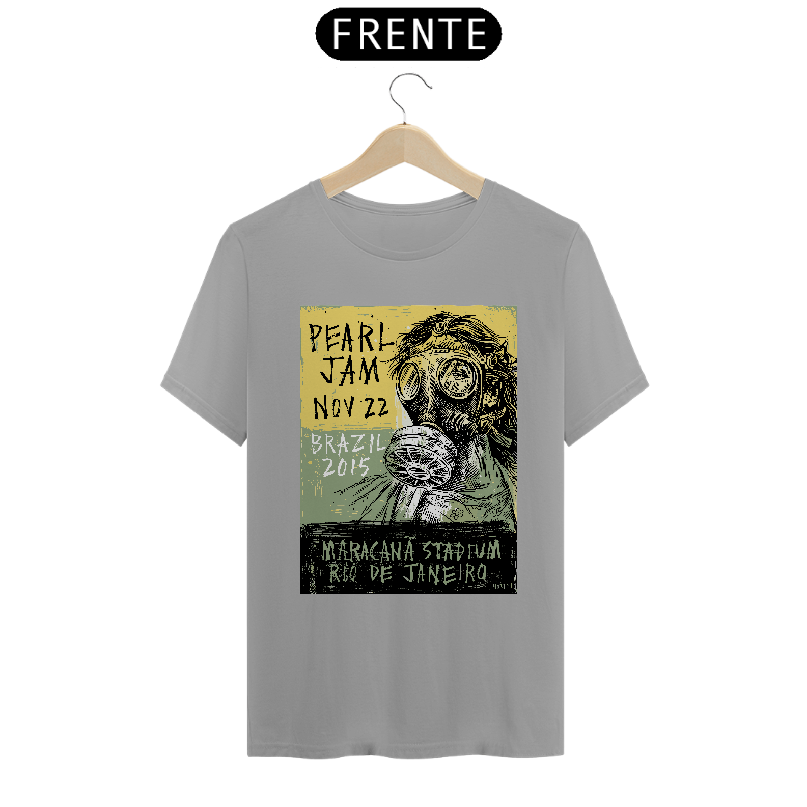 Nome do produto: T-SHIRT CARTAZ PEARL JAM BRASIL 2015 - QUALITY