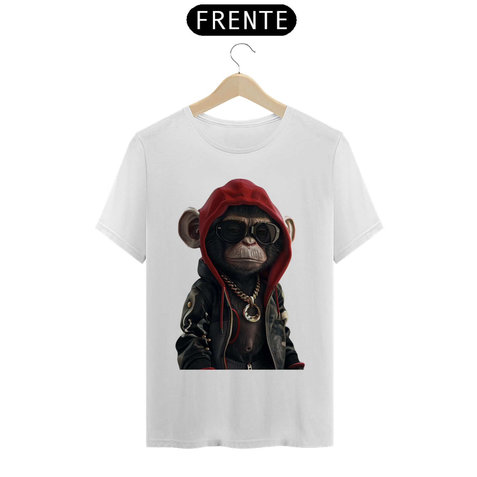 Nome do produto: Camiseta Macaquinho Estiloso de Capuz e Oculos 