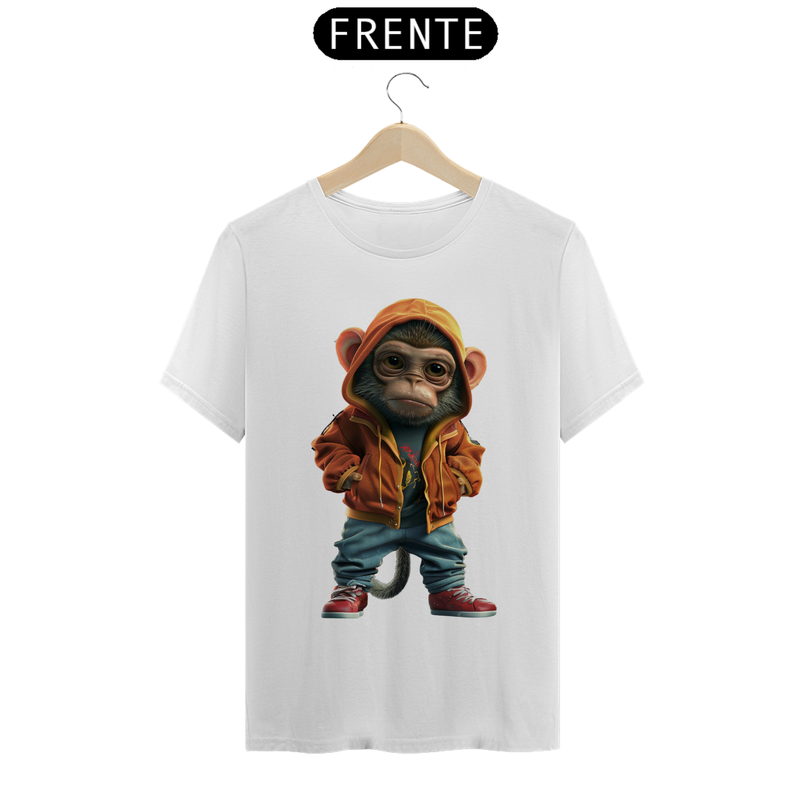 Nome do produto: Camiseta Macaquinho Jaqueta e Capuz