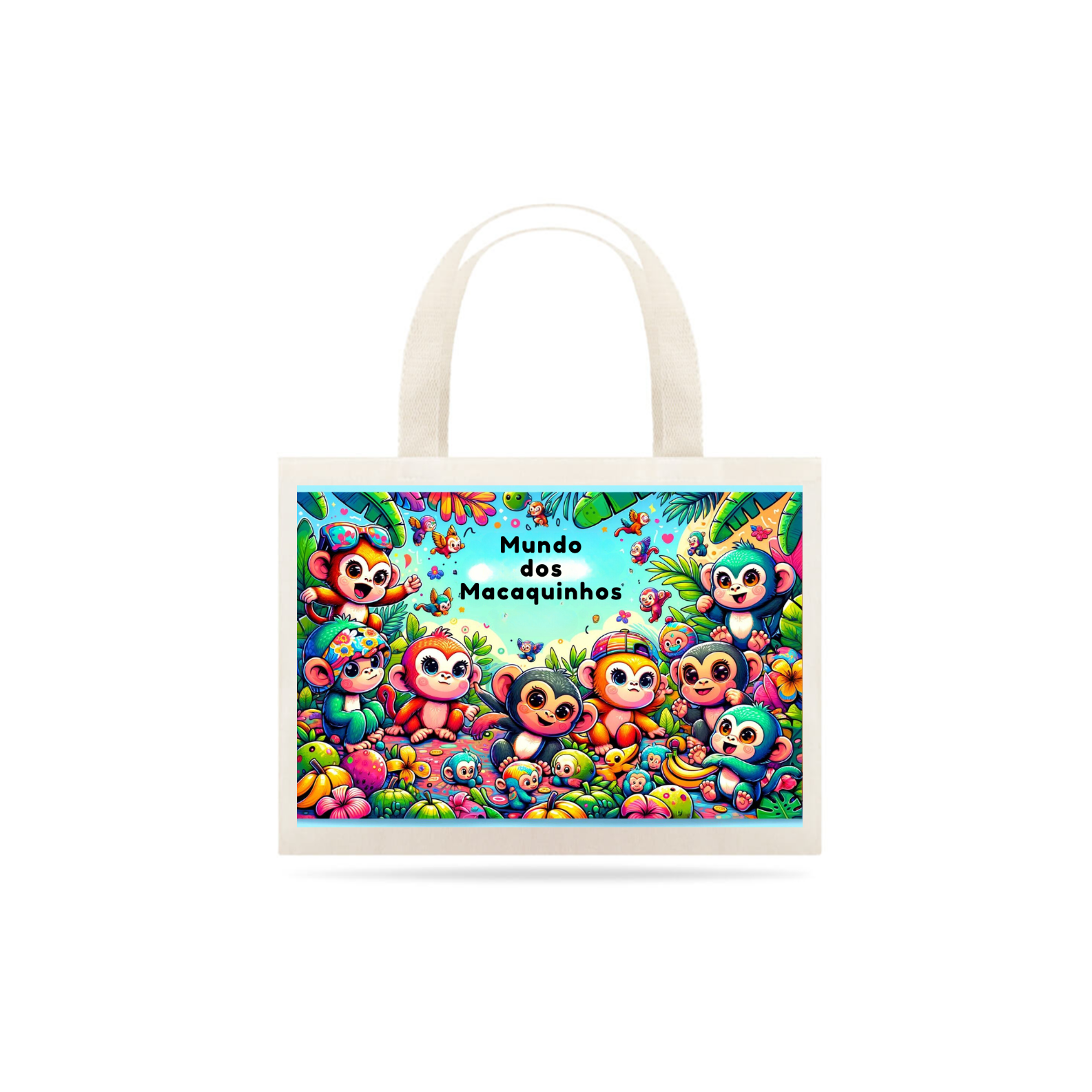 Nome do produto: Sacola Eco Bag Grande Mundo dos Macaquinhos