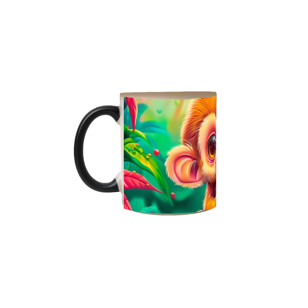 Nome do produto: Caneca Mágica Macaquinho Tomando Café