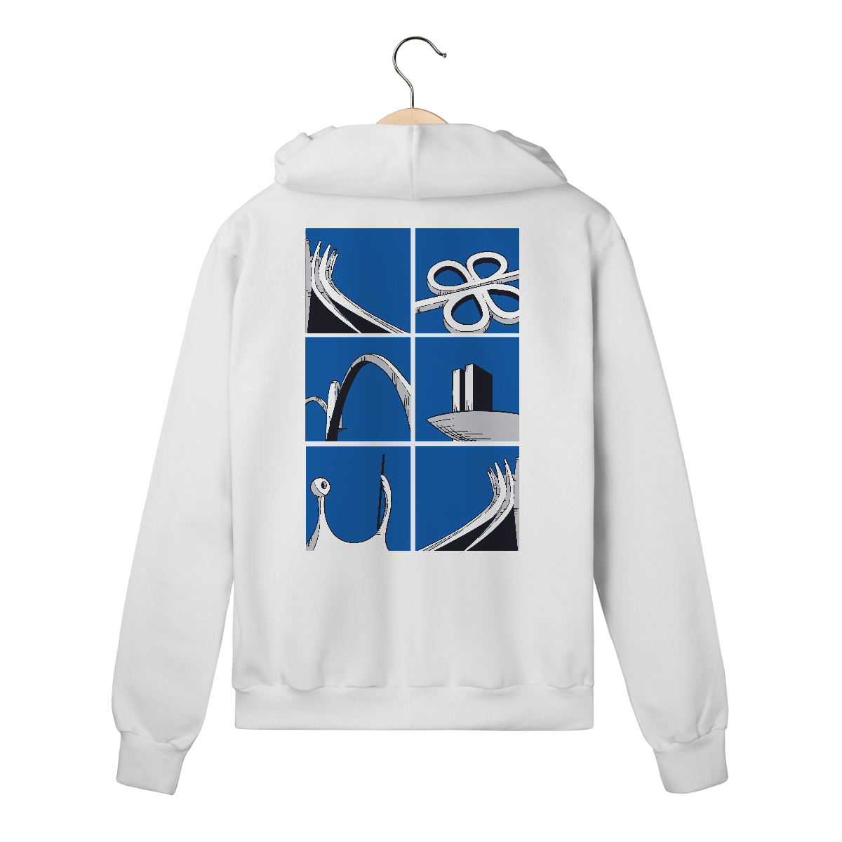 Moletom canguru com zíper ícones Brasília