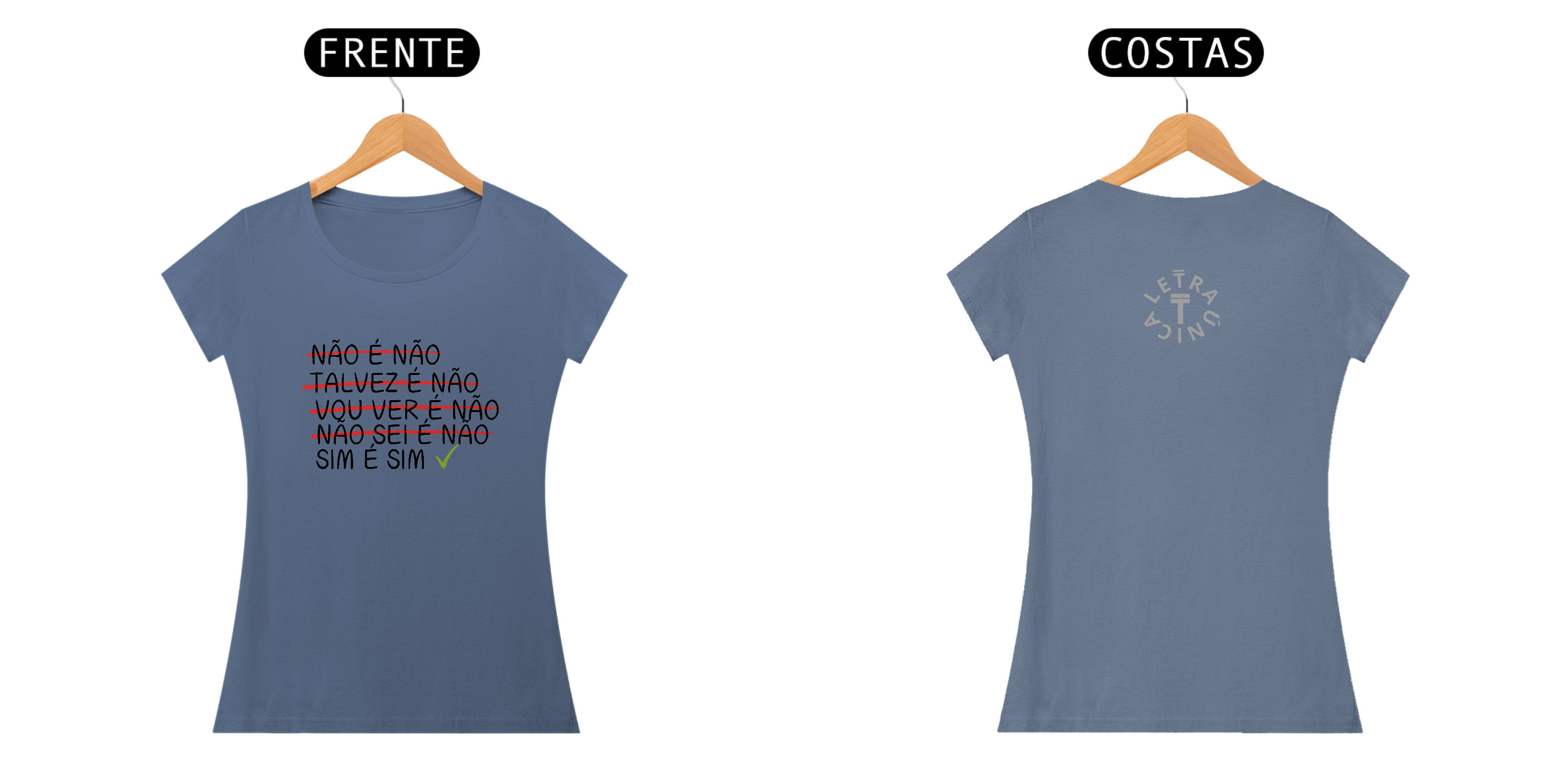 Baby Look Estonada Letra Única Engajamento Não é Não