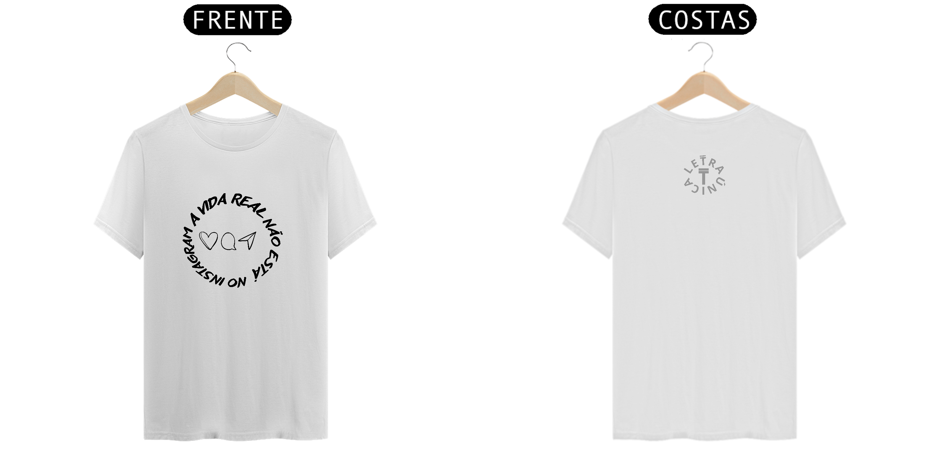 Camiseta Prime Letra Única Mensagem A vida Real Não Está no Instagram