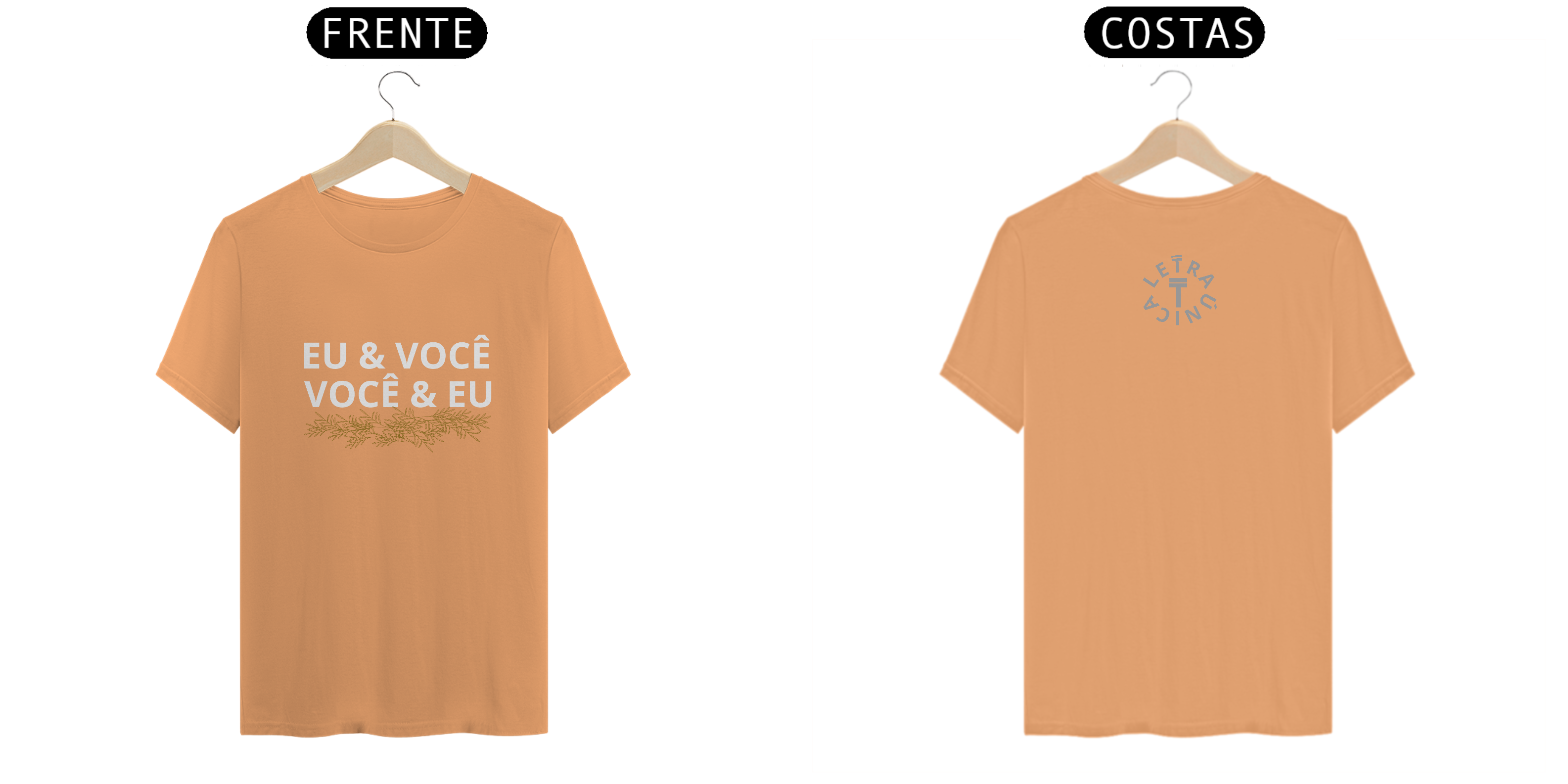 Camiseta Estonada Letra Única Mensagem Eu & Você Você & Eu