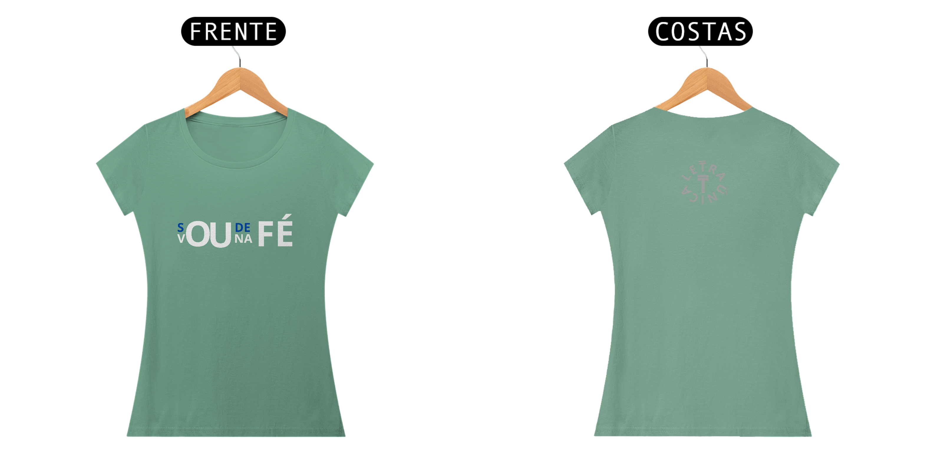 Baby Look Estonado Letra Única Mensagem Sou de Fé