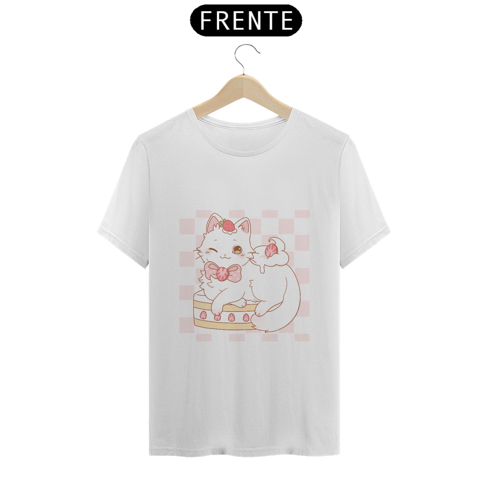 Nome do produto: T-Shirt gatinho bolo de morango