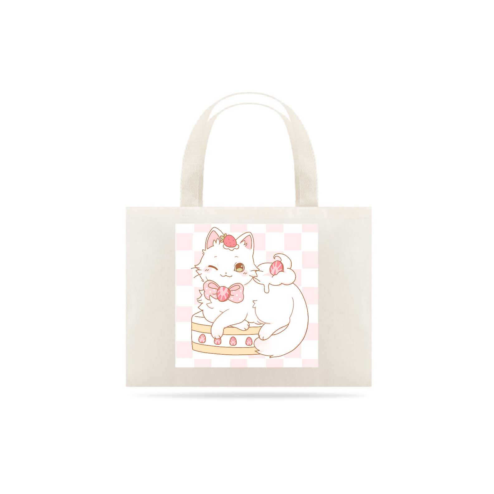 Nome do produto: Ecobag gatinho bolo de morango